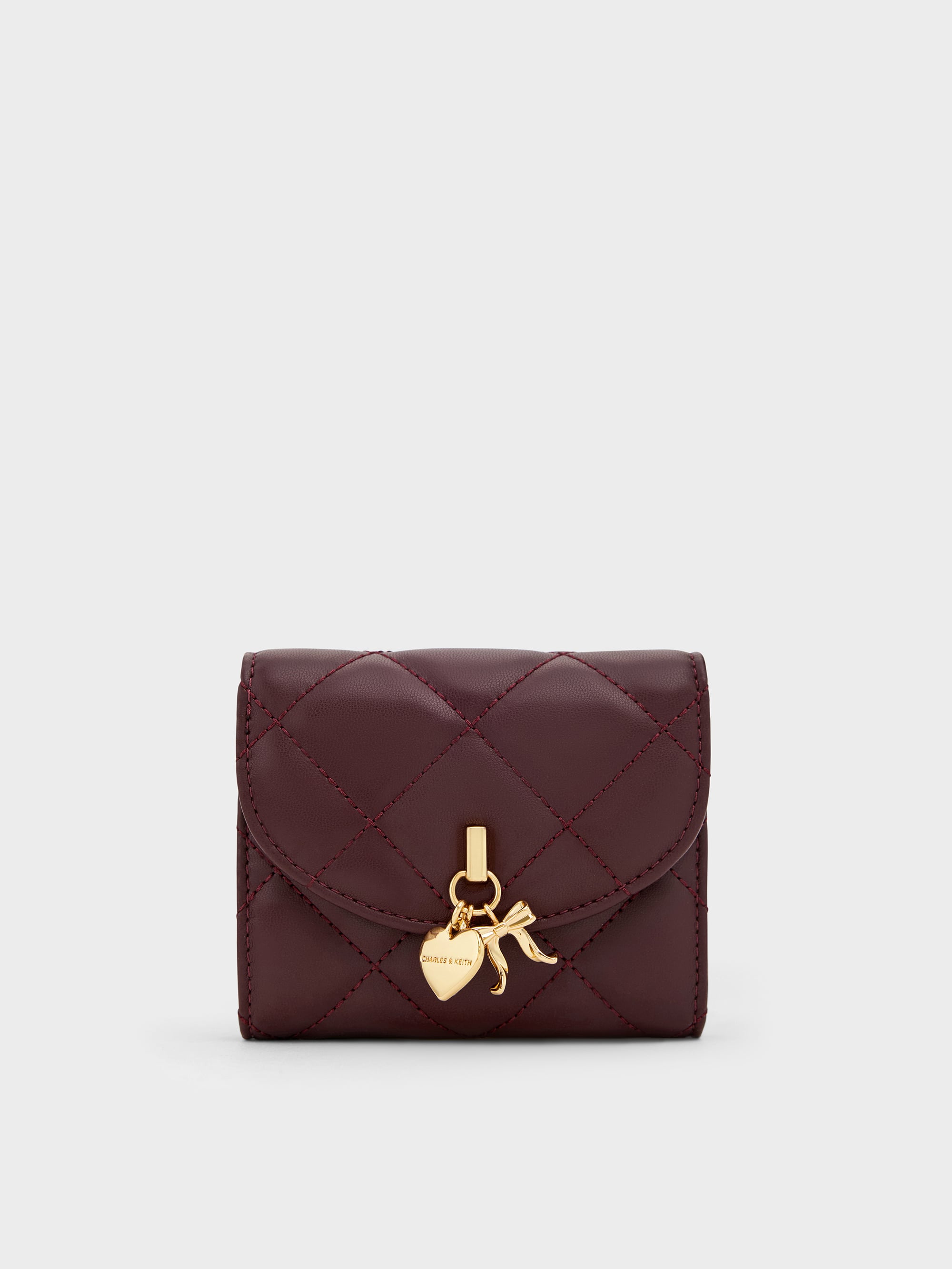 Arrietty Quilted Curved-Flap Wallet - Wineberry Red - CHARLES