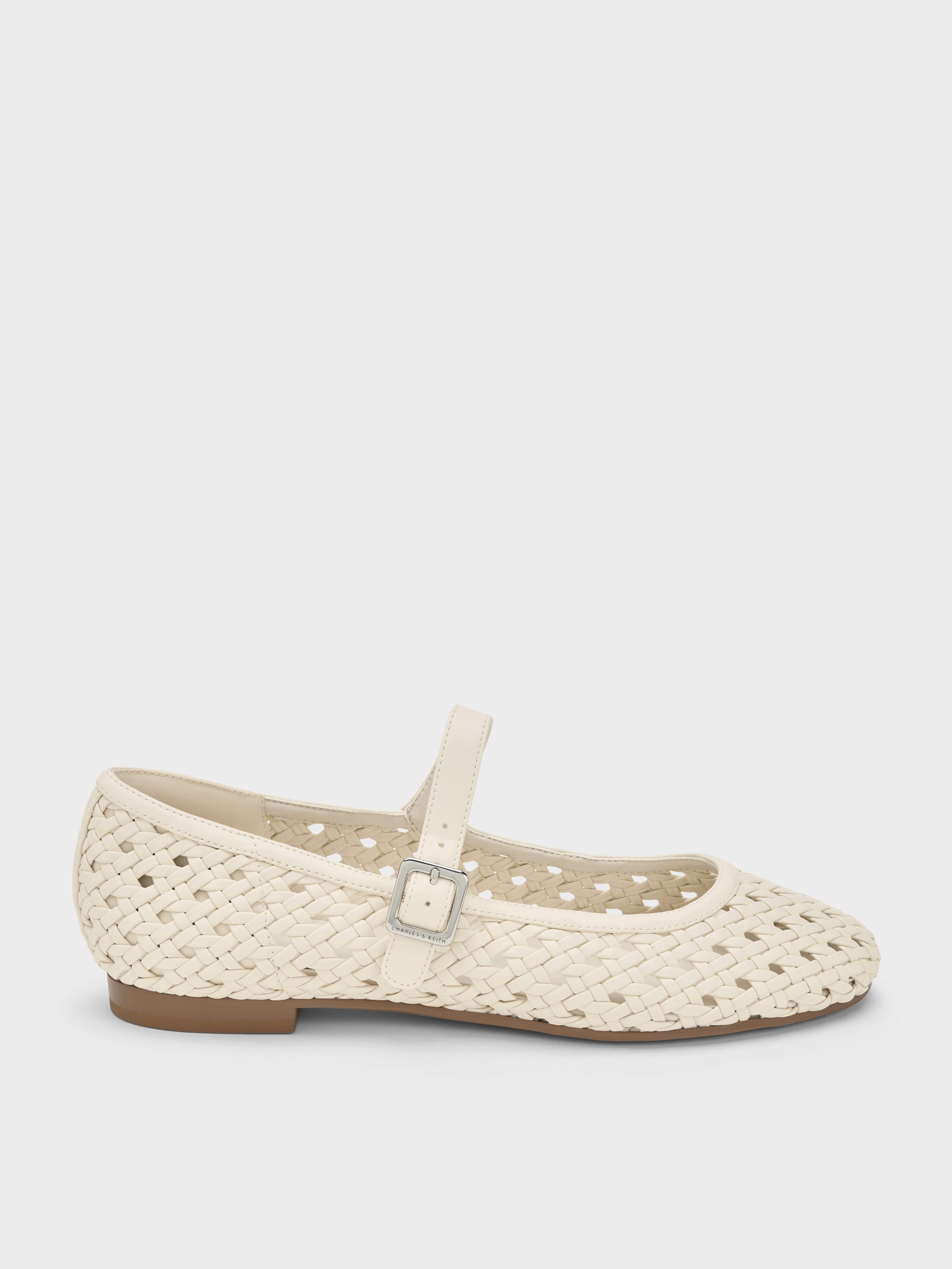Woven Mary Jane Flats - Cream - CHARLES & KEITH SG