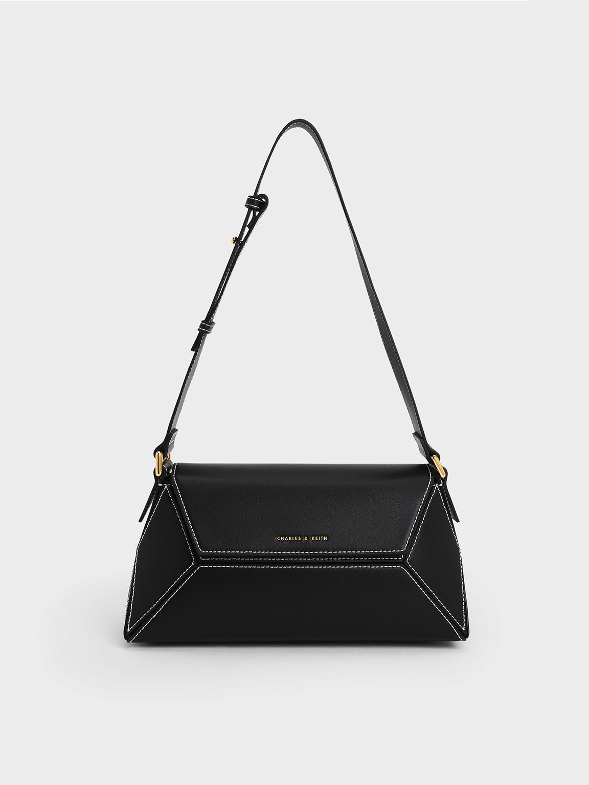 Black Nasrin Geometric Shoulder Bag | CHARLES &amp; KEITH