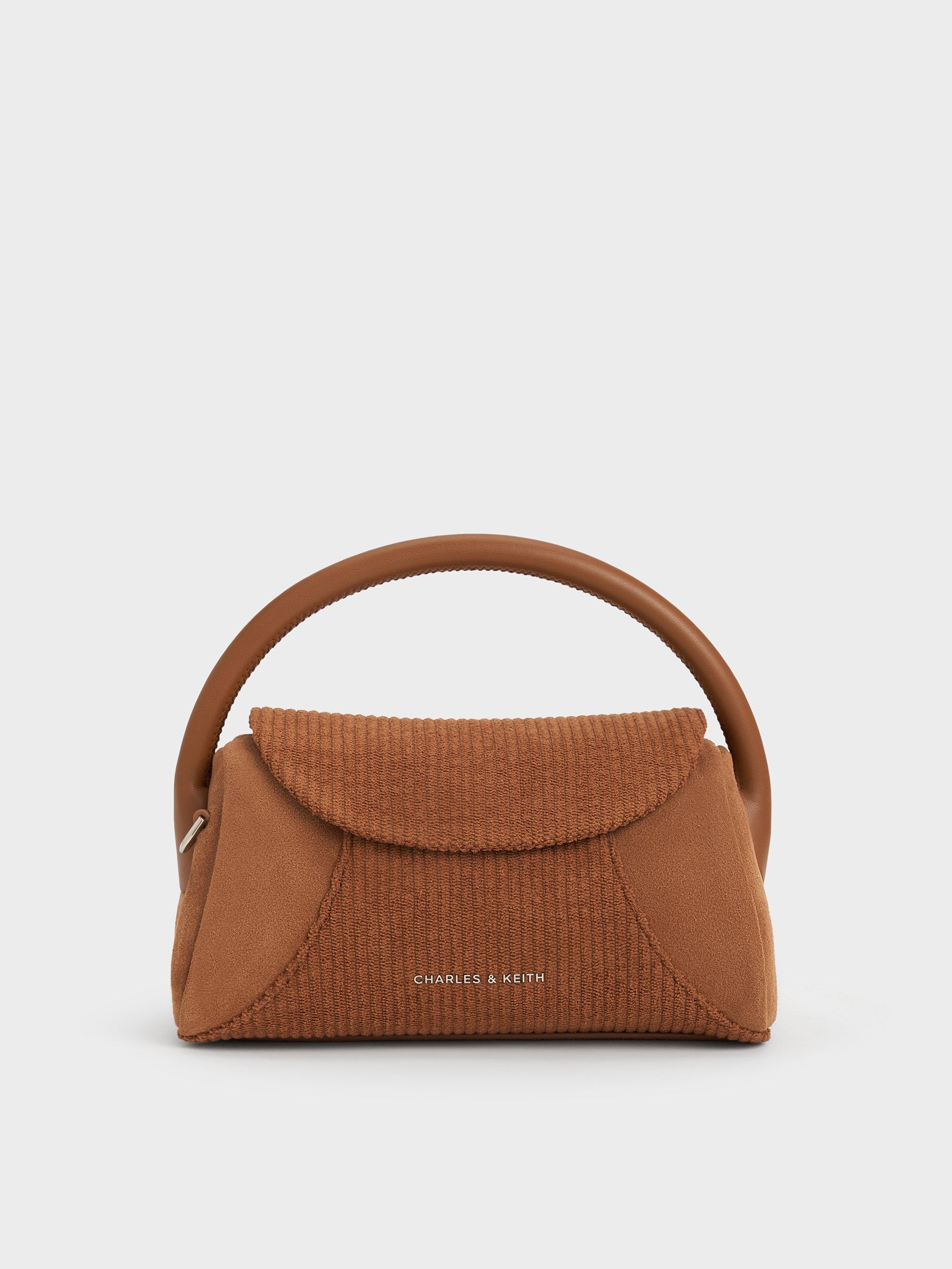 Brown Girls' Nelly Recycled Suede & Corduroy Top Handle Bag
