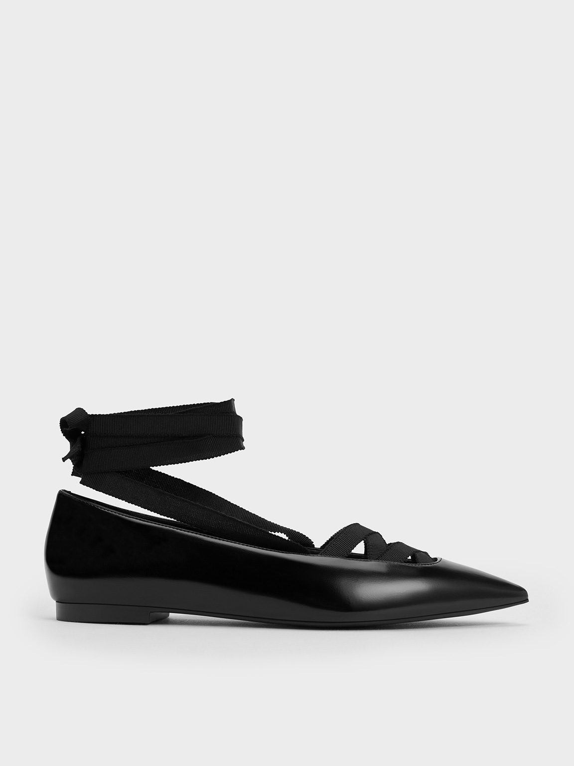 Black Box Pointed Toe Tie Around Ballet Flats CHARLES KEITH US Black box pointed toe tie around ballet flats charles keith us