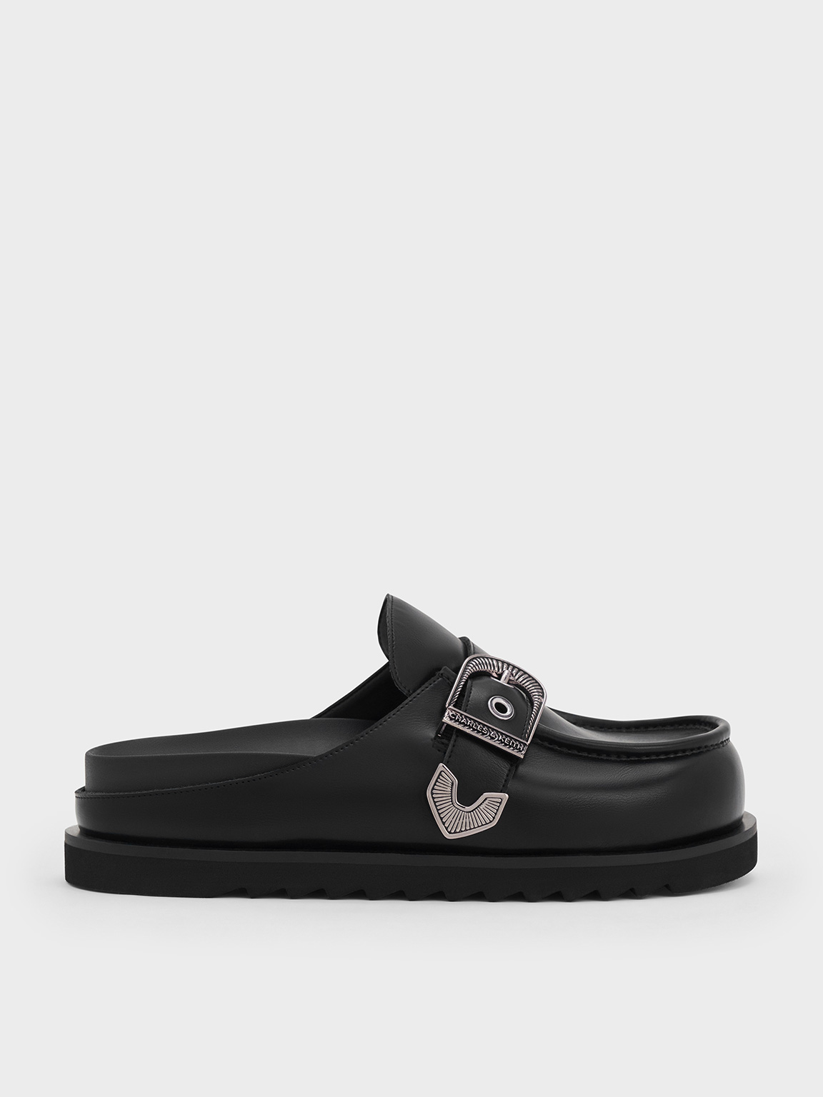 Charles & Keith - Kirke Buckle-strap Flatform Mules In Black