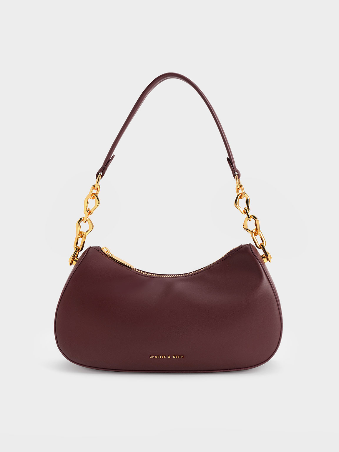 Charles & Keith Moira Sculptural Shoulder Bag In Dark Chocolate