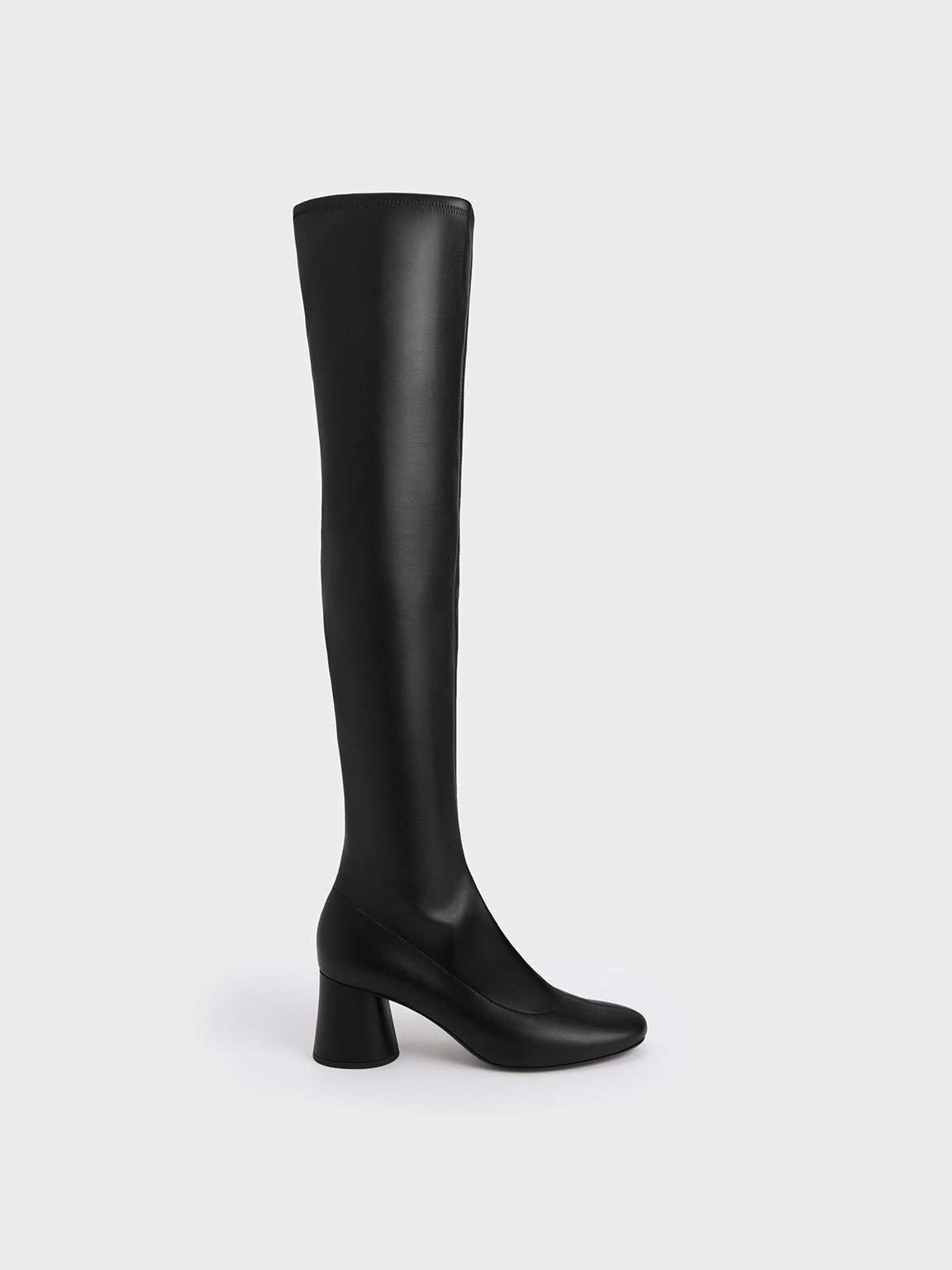 その他 Boo Black Cylindrical Heel Thigh-High Boots - CHARLES & KEITH