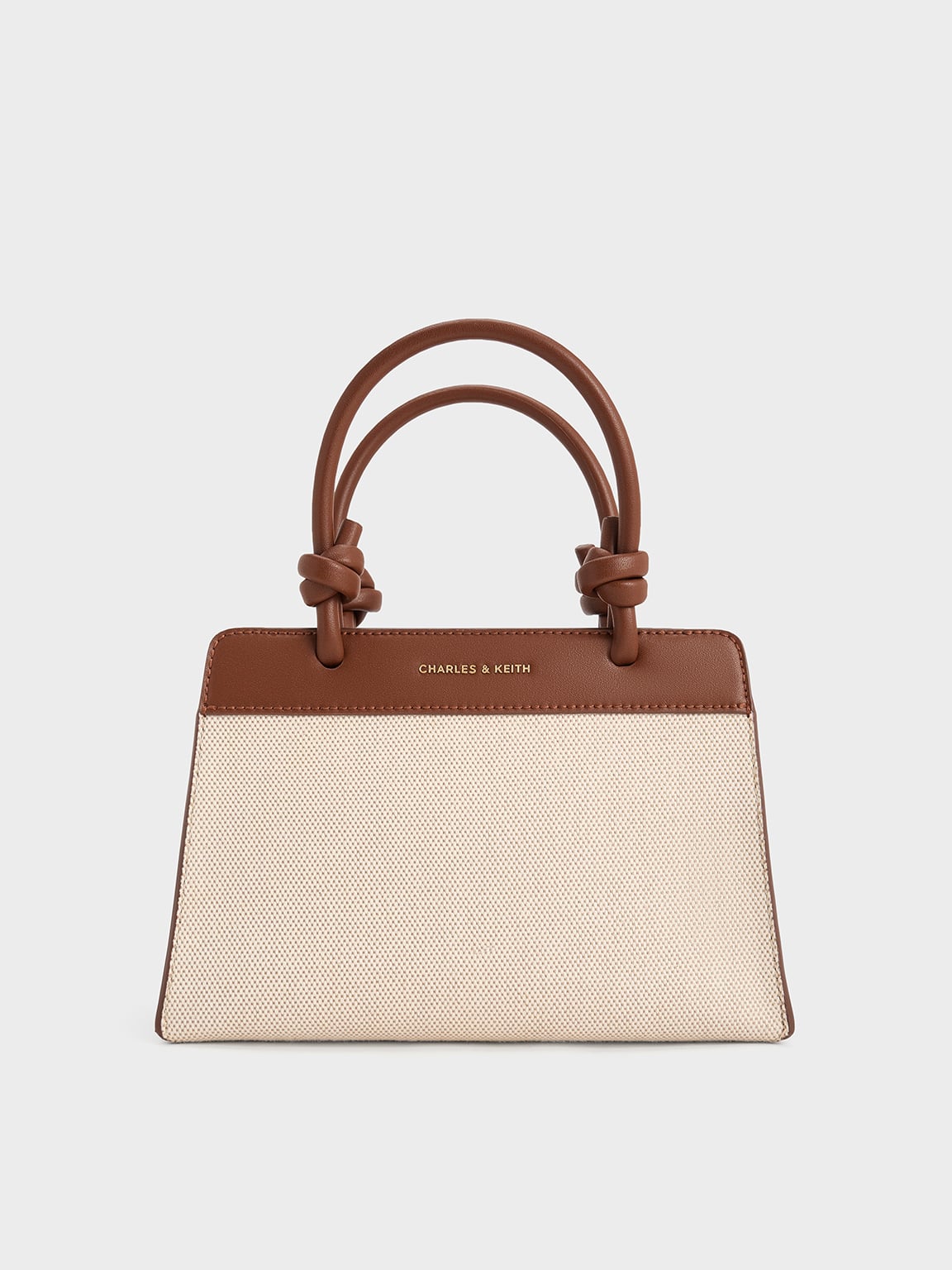 Sabine Canvas Knotted-Handle Tote Bag - Chocolate - CHARLES & KEITH KR