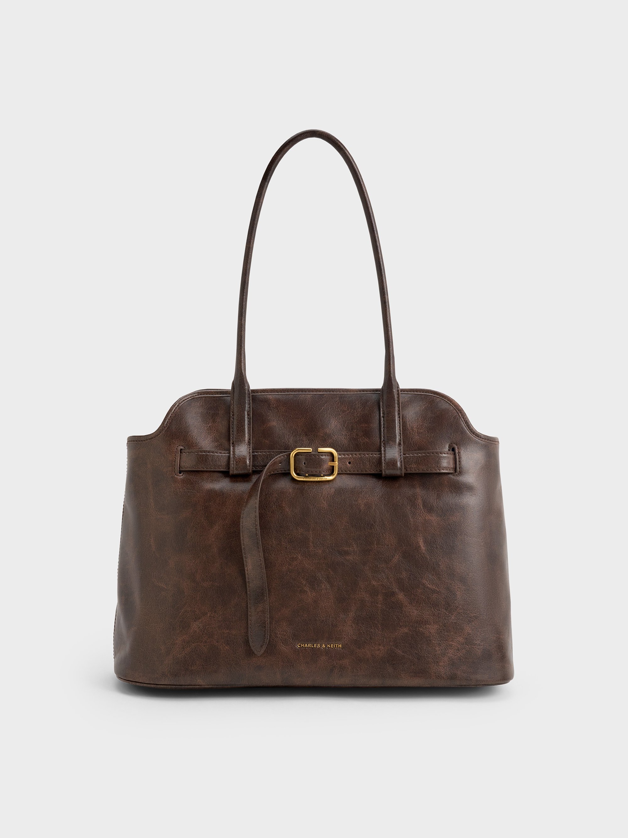 Charles & Keith - Victoria Belted Trapeze Tote Bag
