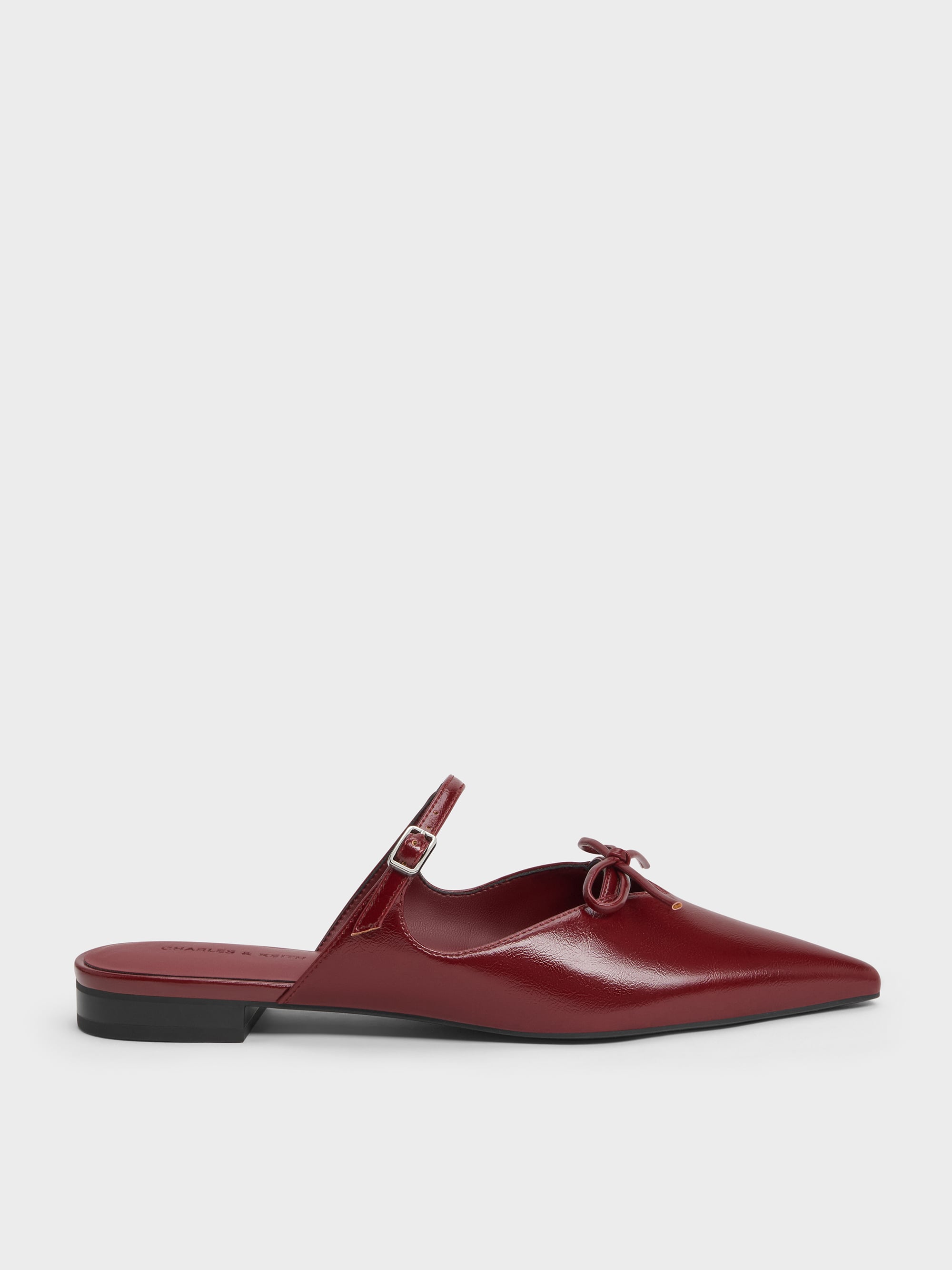 Bow Mary Jane Mules - Burgundy - CHARLES & KEITH International