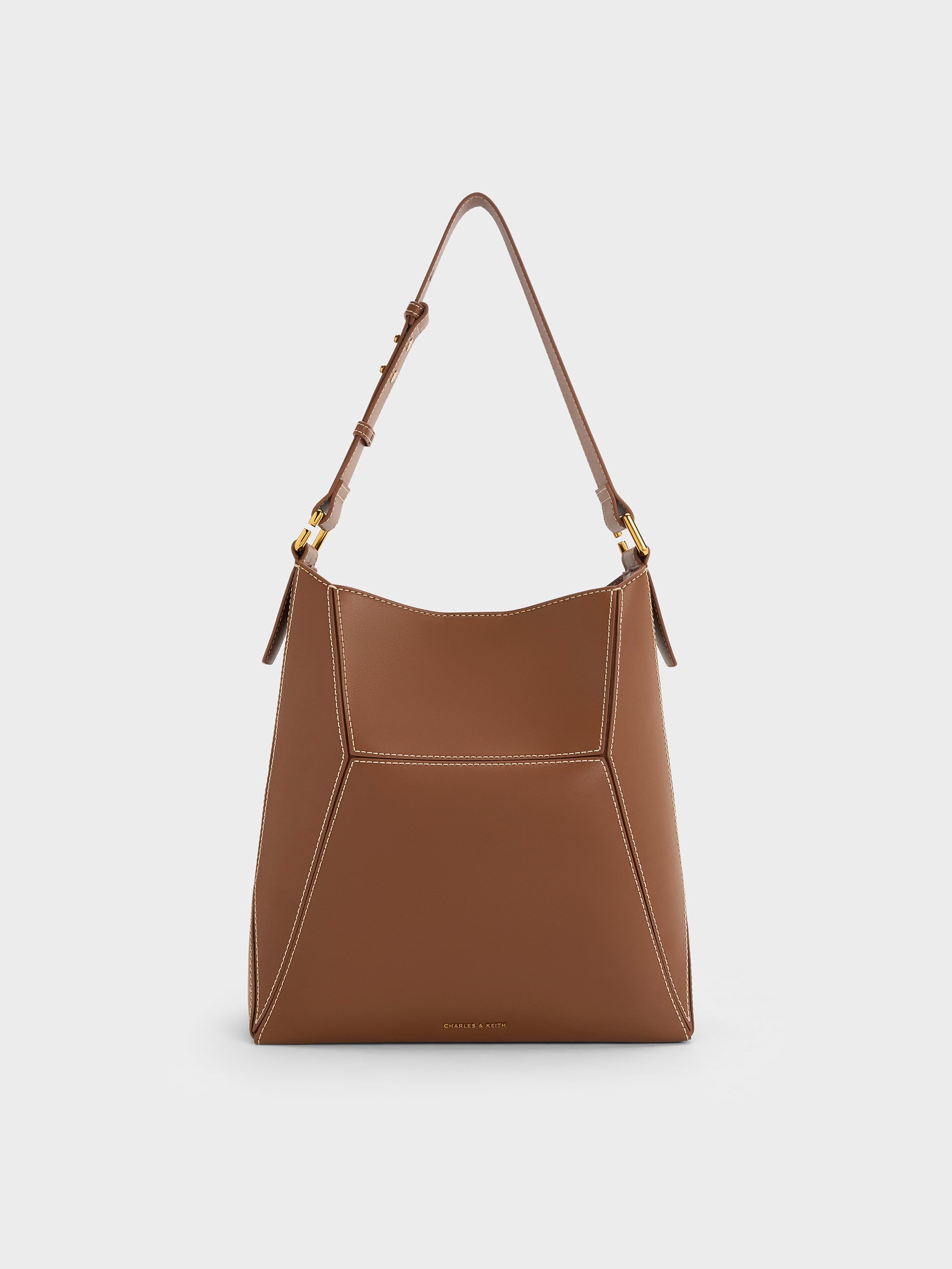 Nasrin Geometric Tote Bag - Chocolate - CHARLES & KEITH KR