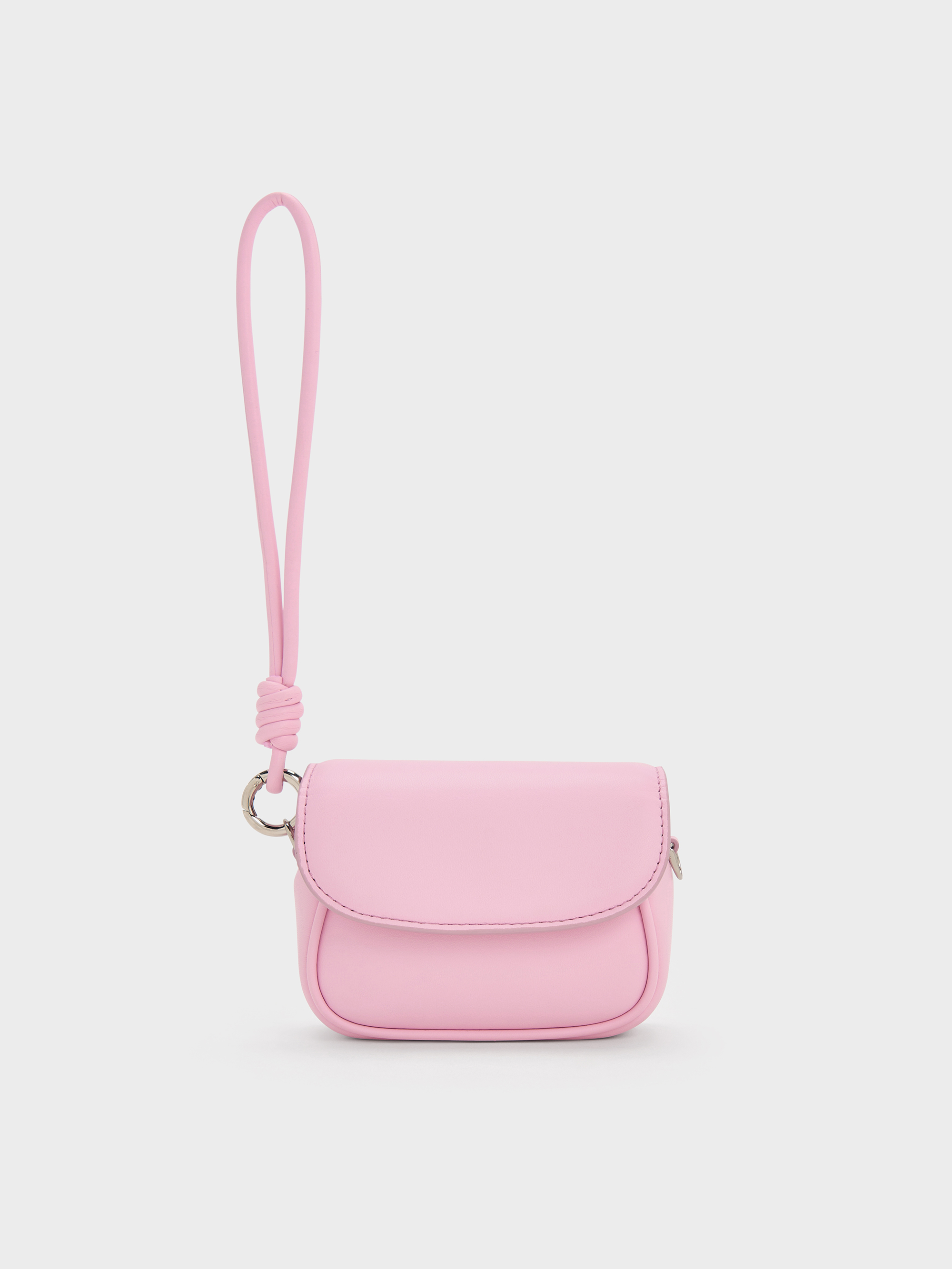 Charles & Keith - Sammie Knotted-strap Wristlet In Bubble Gum Pink