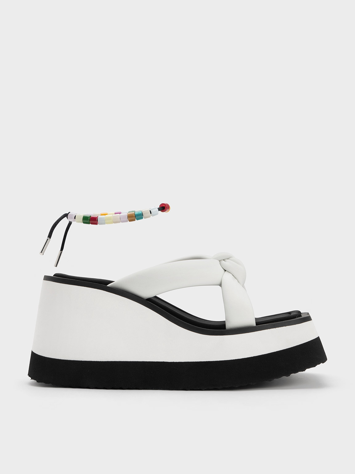 Charles & Keith Tana Knotted Crossover Wedges In White