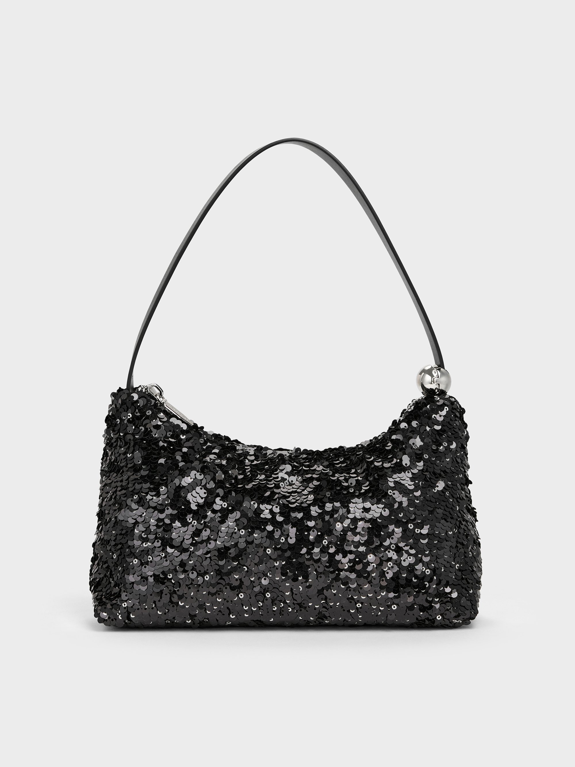 Charles & Keith - Jesmyn Sequinned Two-way Bag In Black
