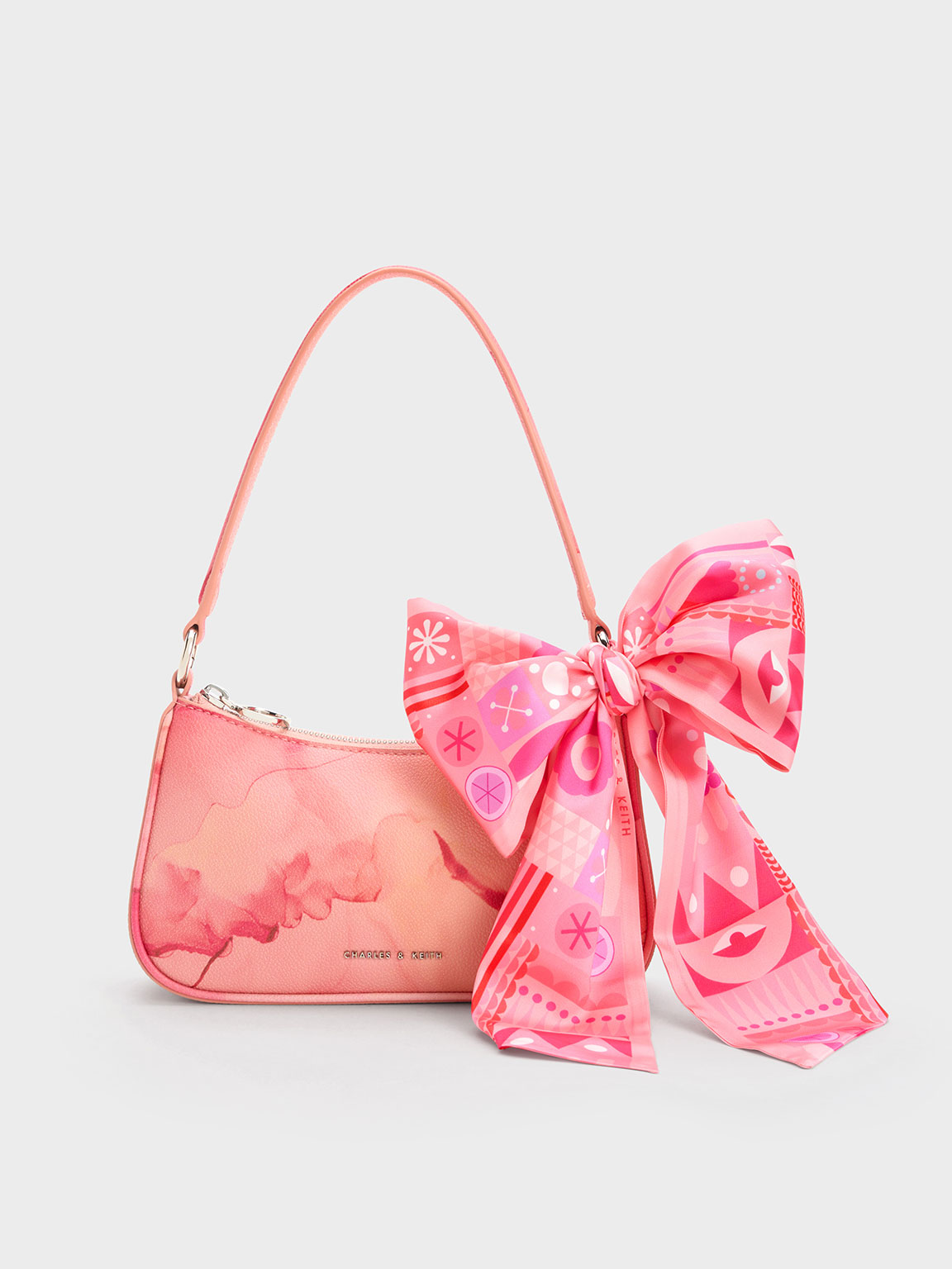 Pink Alcott Scarf Printed Bag Pink Sale CHARLES KEITH KR