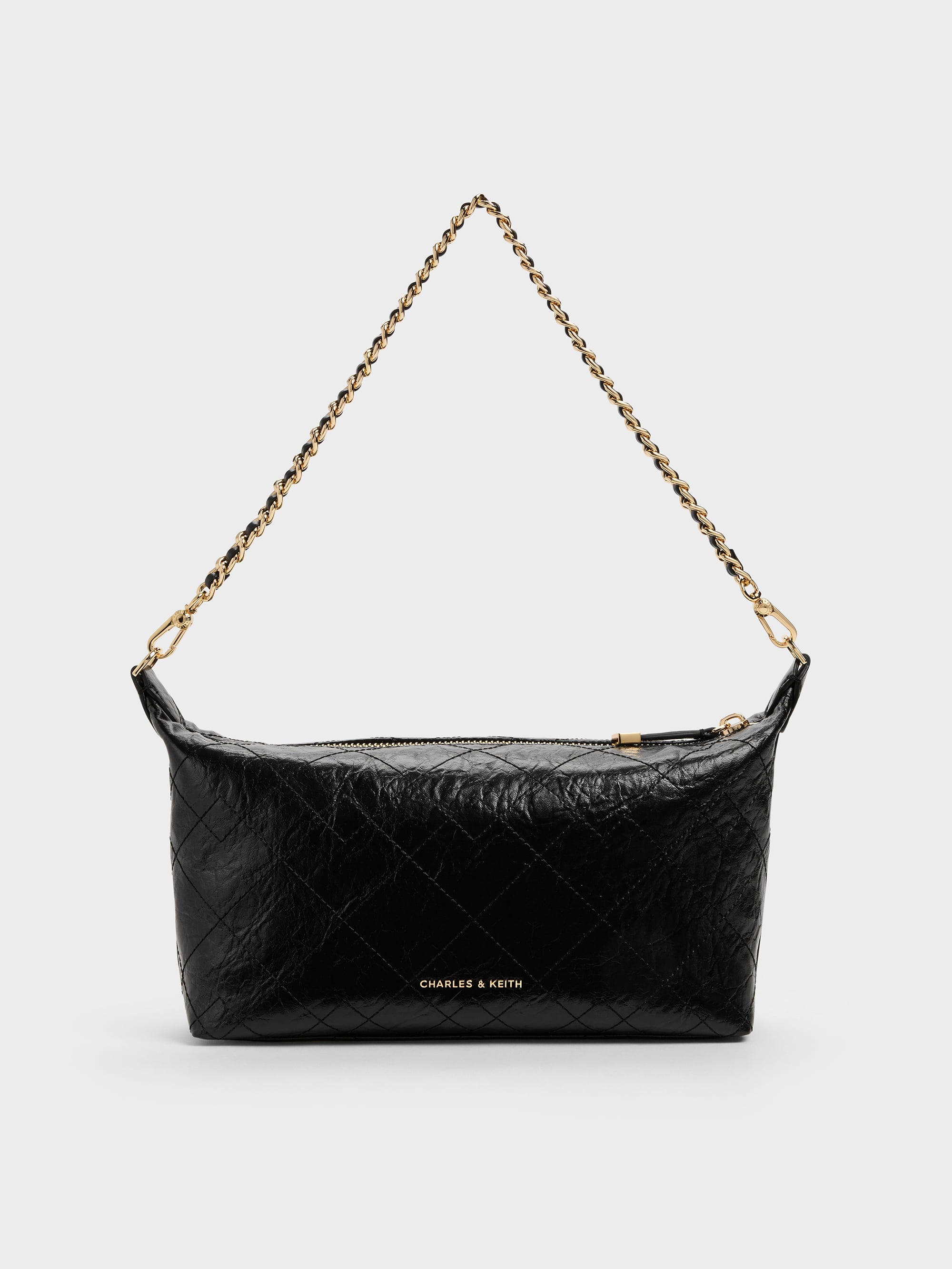 Duo Quilted Shoulder Bag - Black - CHARLES & KEITH US