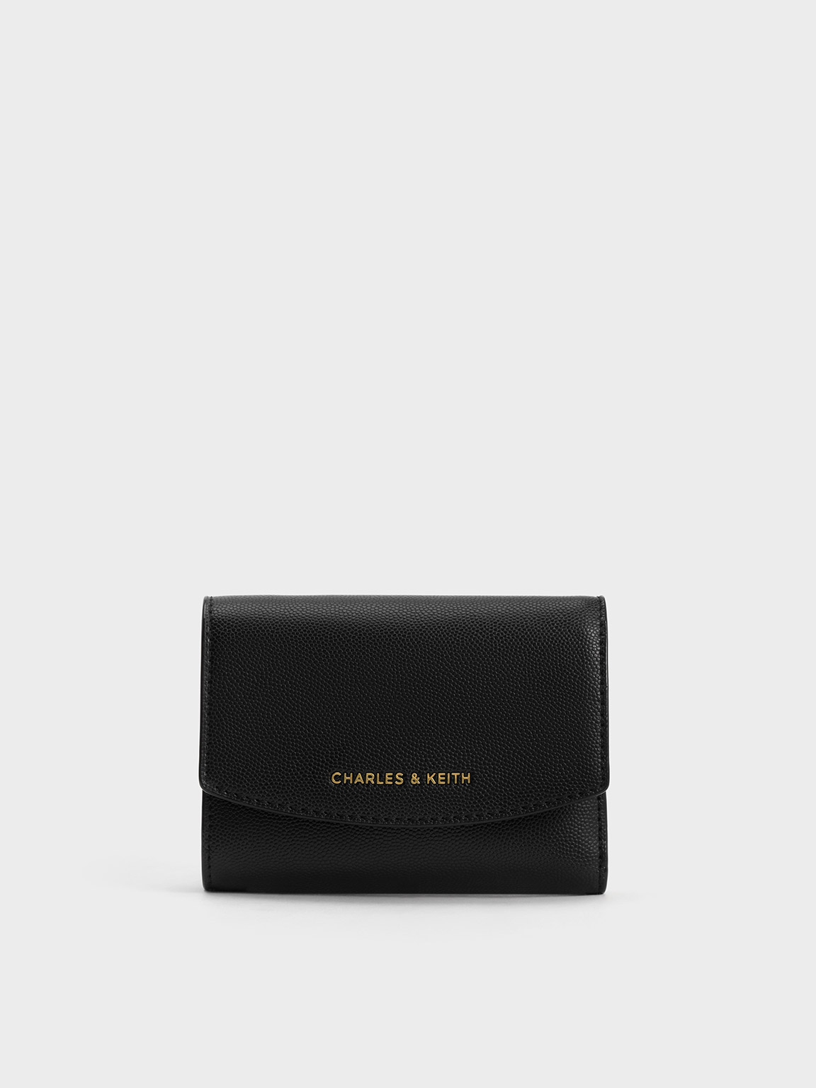 Charles & Keith Curved Front Flap Wallet In Black