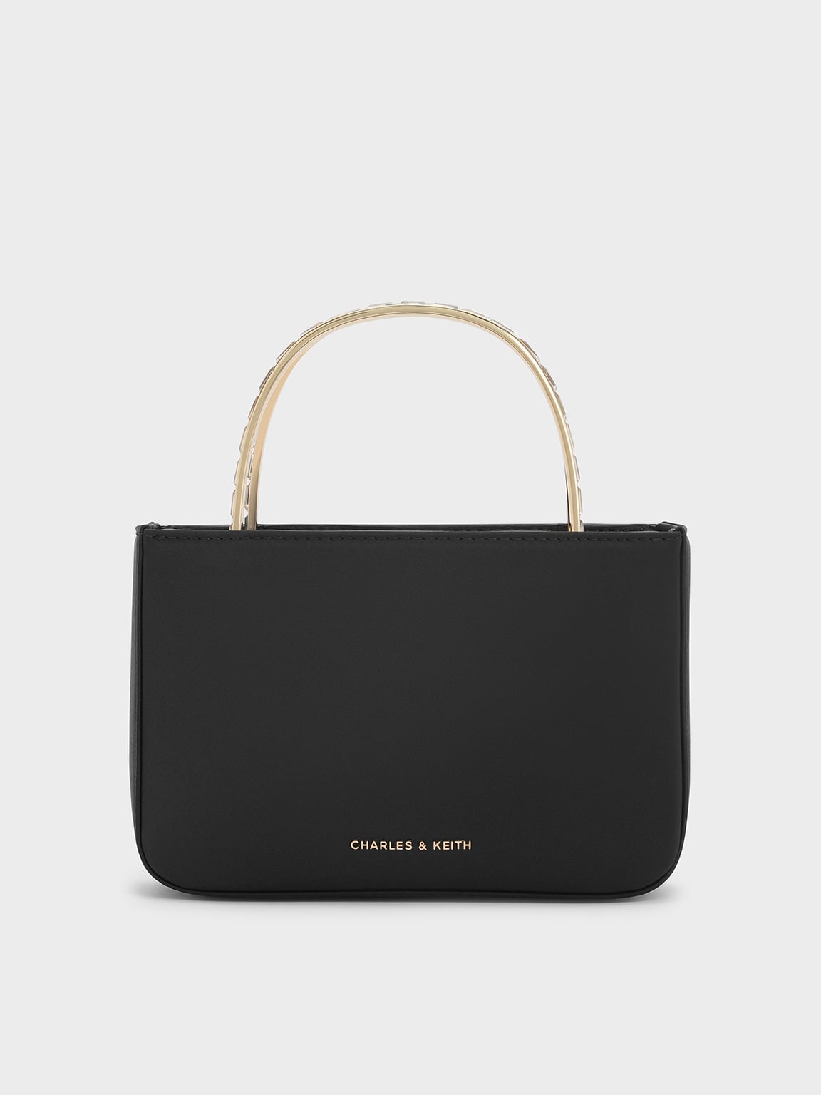 Jennis Satin Crystal Top Handle Bag - Black - CHARLES & KEITH SG