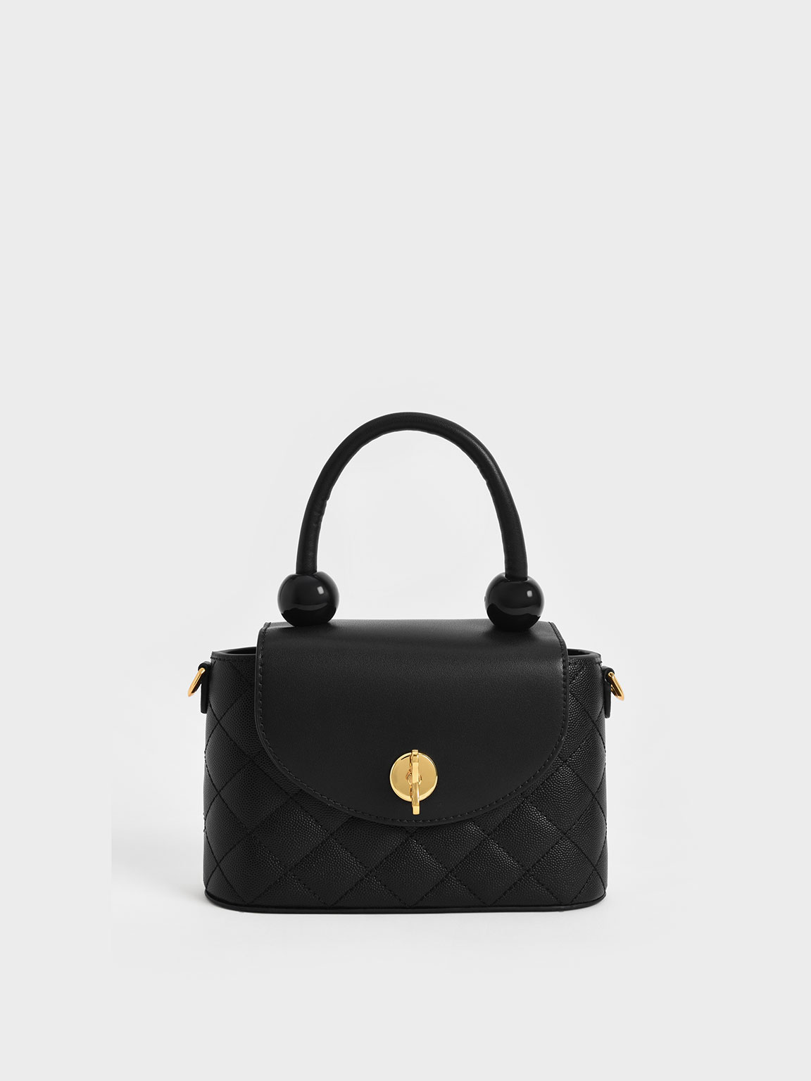 Black Round Quilted Top Handle Bag - CHARLES & KEITH US