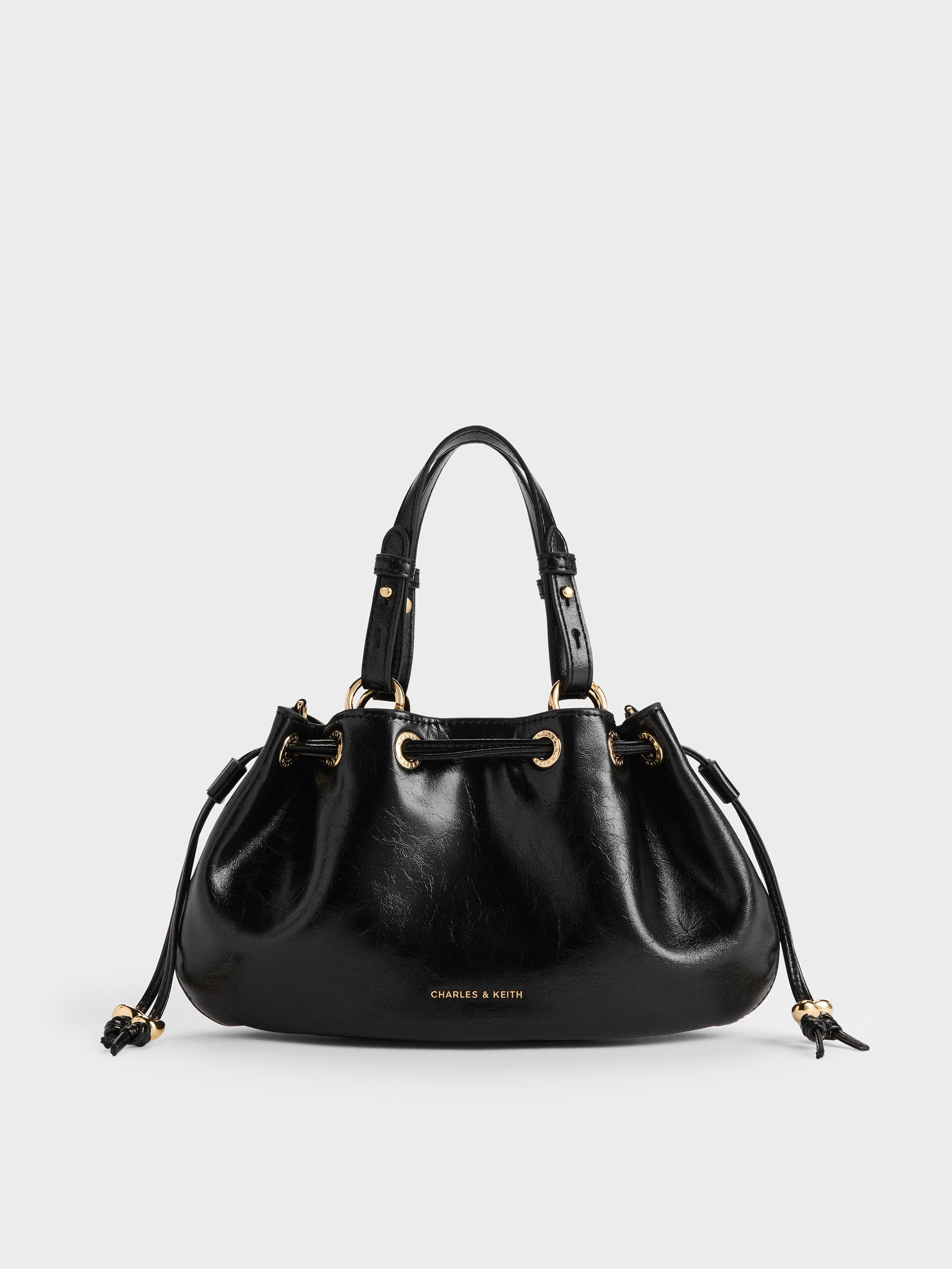 Mini Moxie Drawstring Bucket Bag - Black - CHARLES & KEITH SG