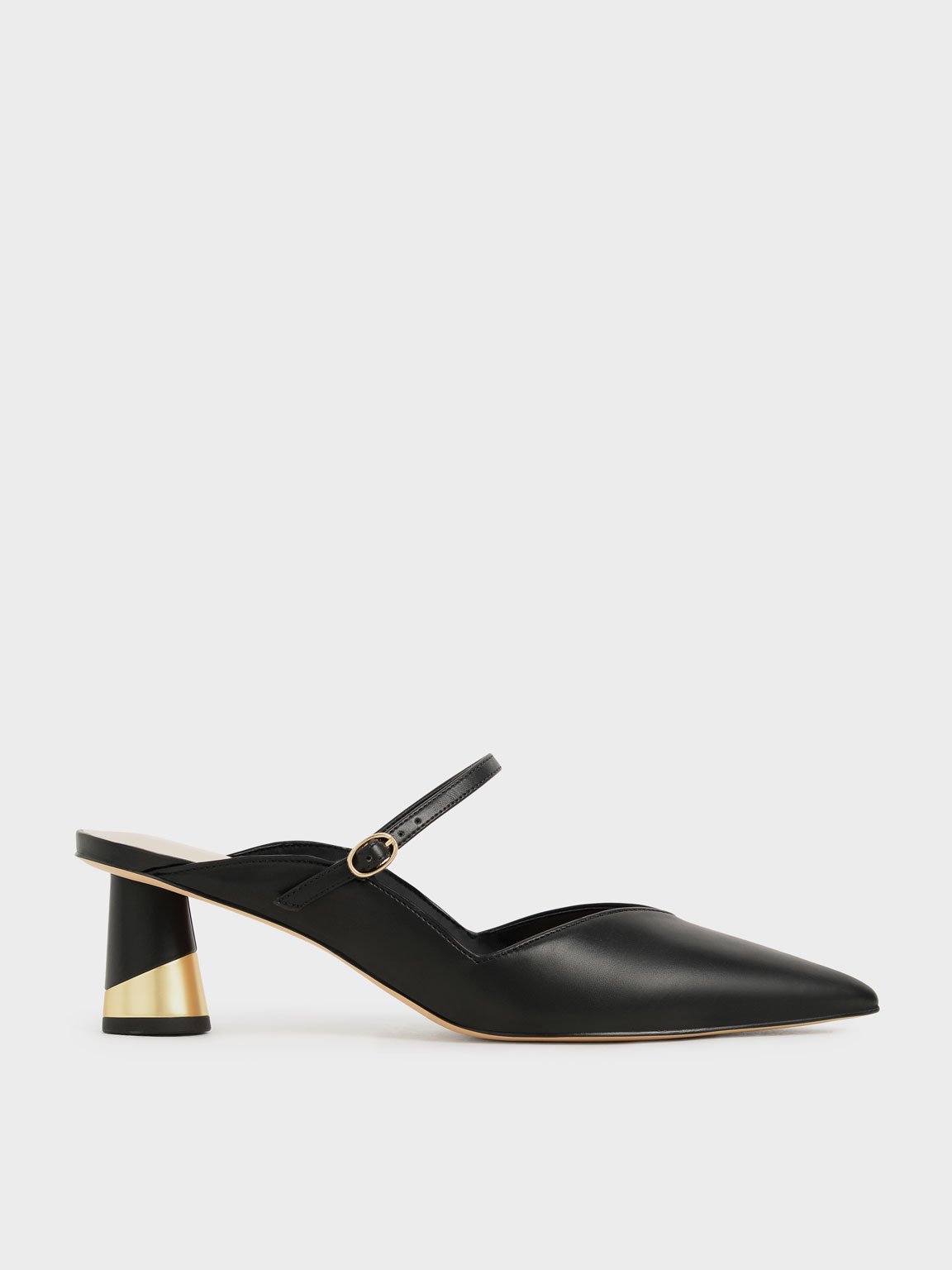 Black Cammie Metallic Sculptural Heel Mules - Black - Shoes