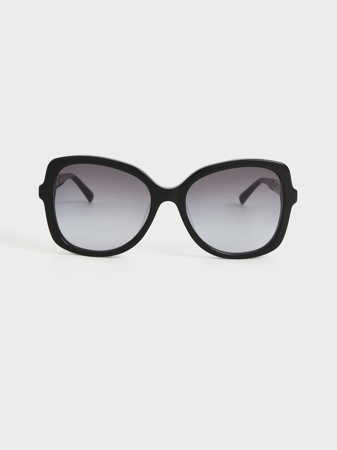 Black Recycled Acetate Braided Temple Butterfly Sunglasses CHARLES KEITH AU