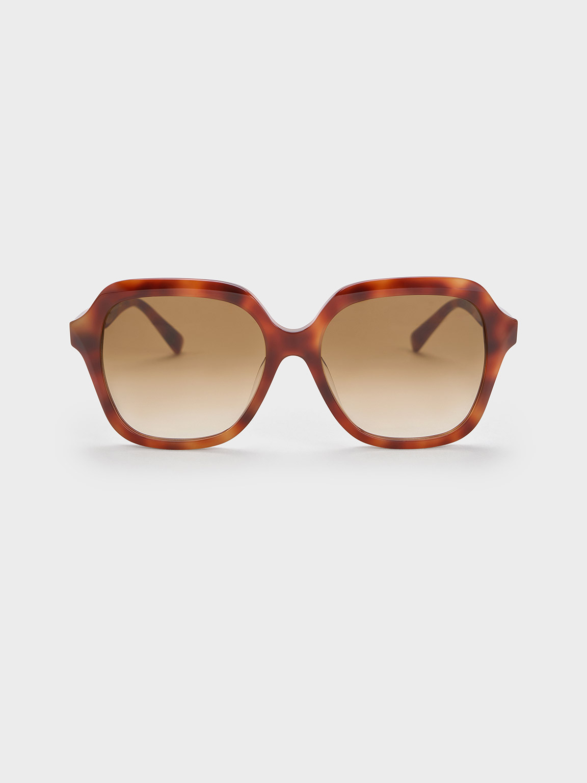 Shop Charles & Keith Tortoiseshell Recycled Acetate Wide-square Sunglasses In T. Shell