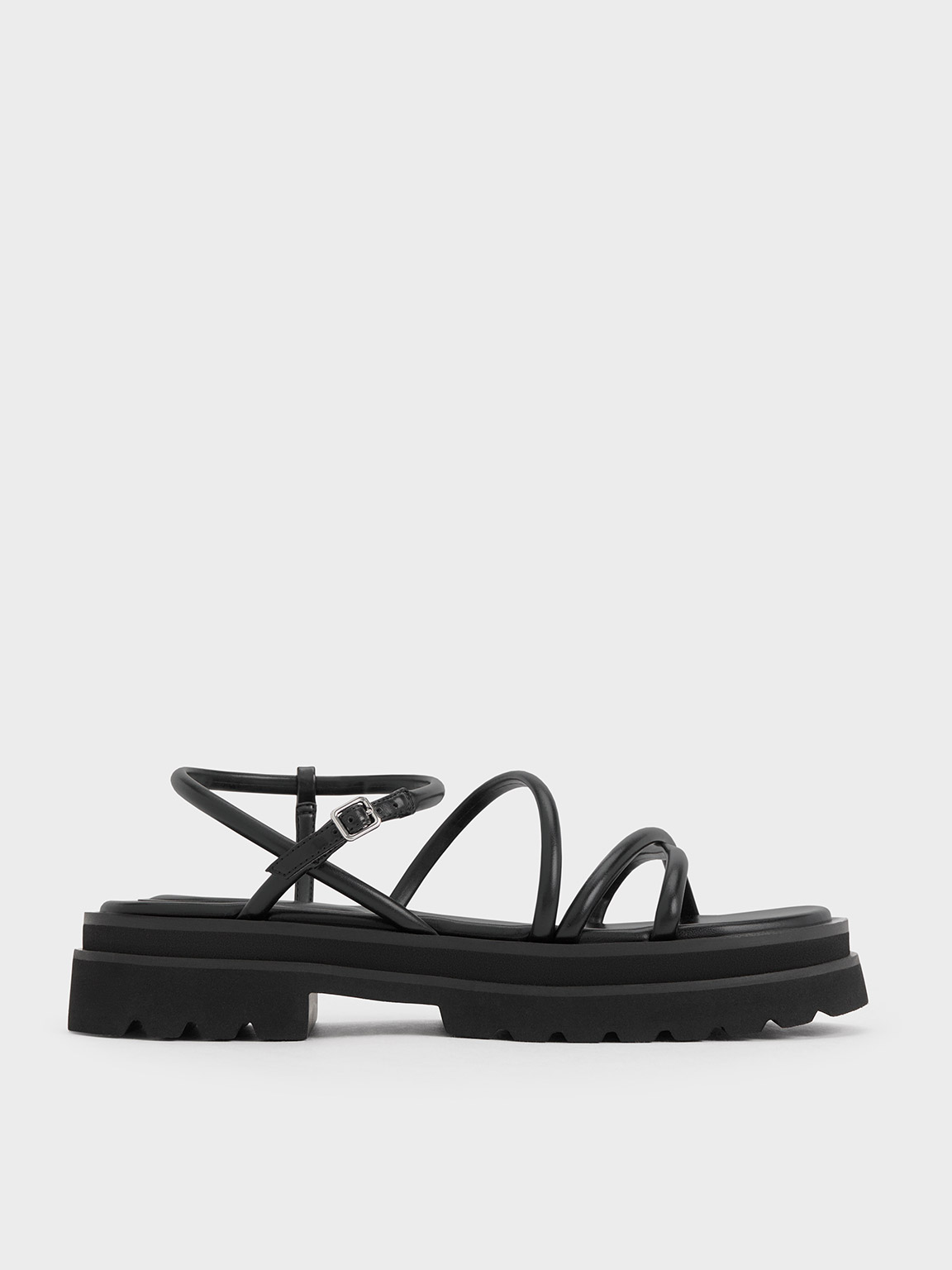 Shop Charles & Keith Tubular Strap Sandals In Black
