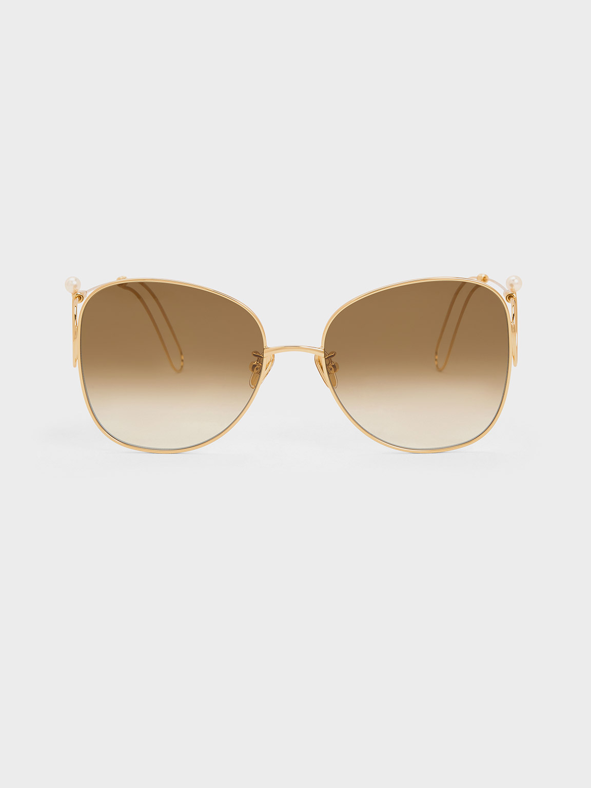 Charles & Keith Wire Frame Butterfly Sunglasses In Gold