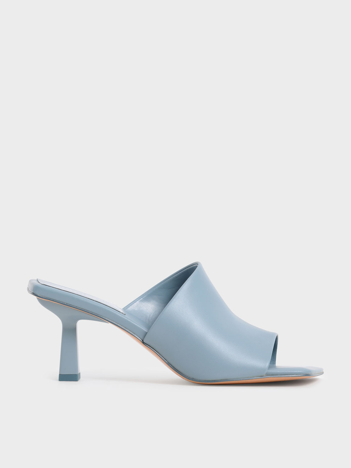 Slate Mule Slate Blue Asymmetric Square Toe Mules - CHARLES & KEITH International