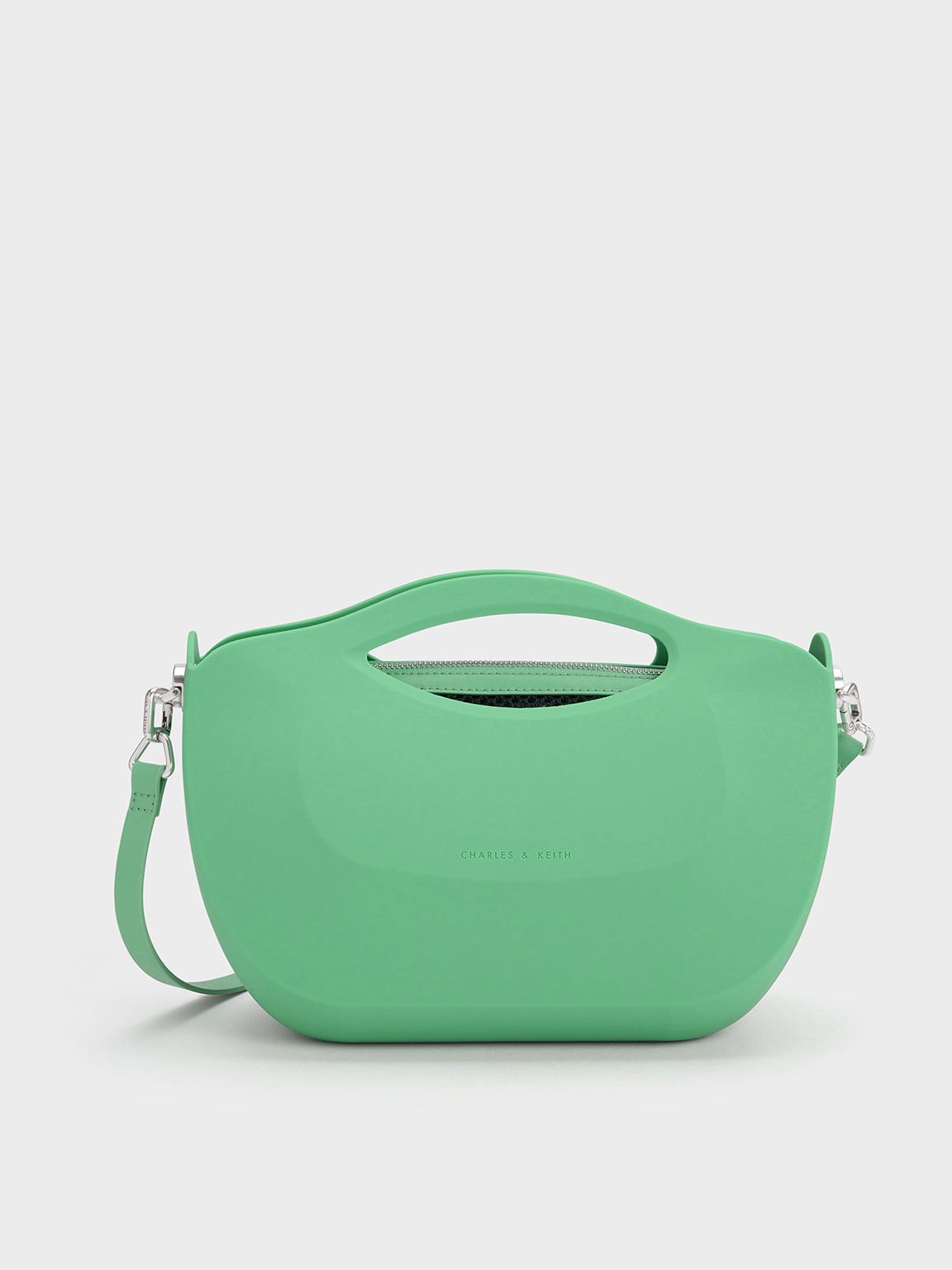 Charles & Keith Cocoon Curved Handle Bag In Green