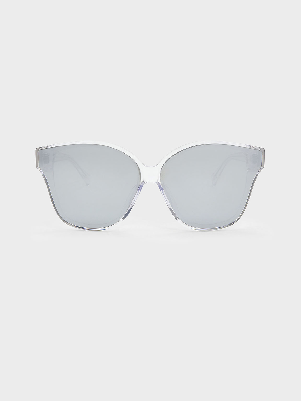 Shop Charles & Keith Recycled Acetate Classic Butterfly Sunglasses In Clear