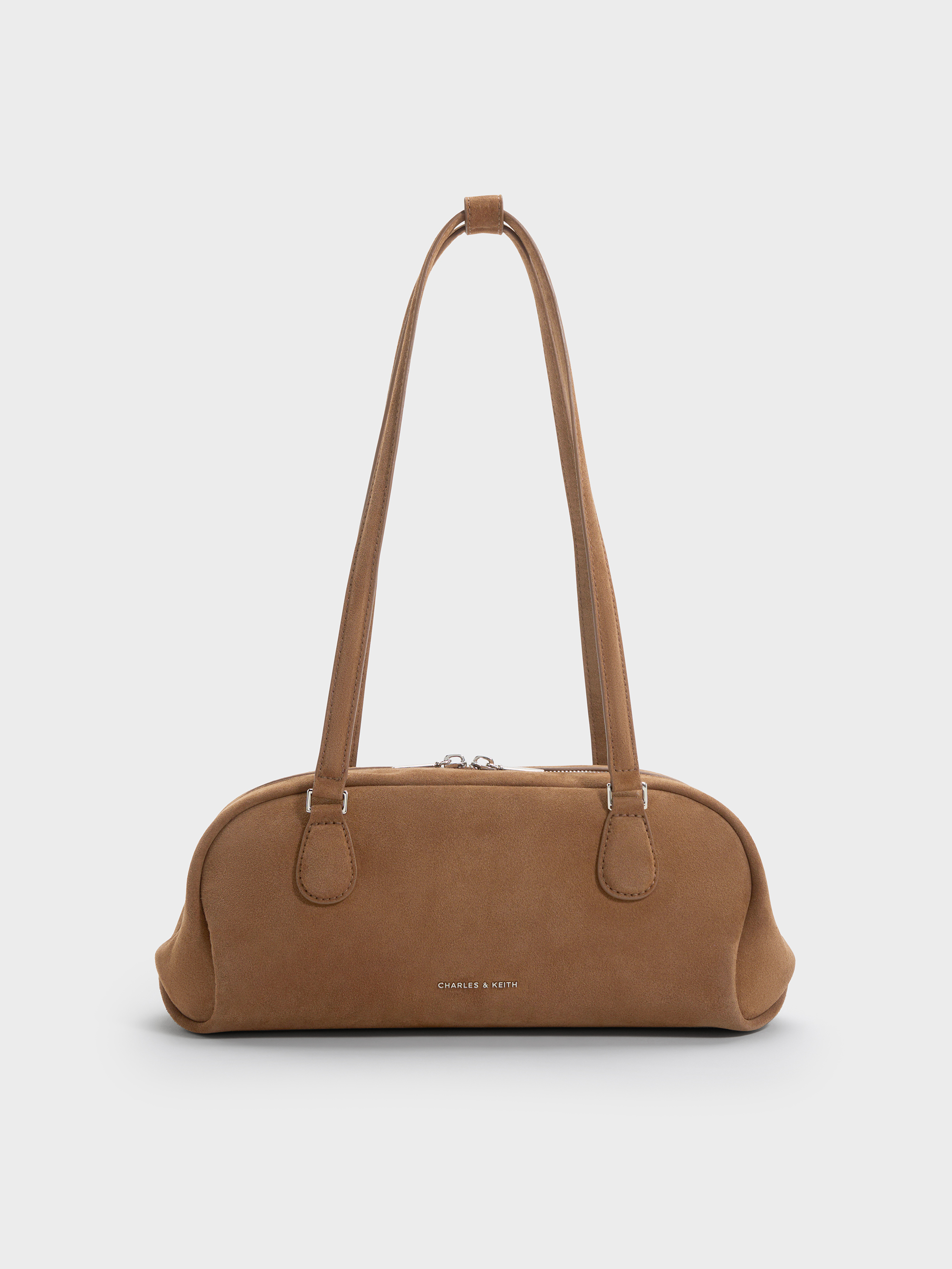 Nelly Elongated Shoulder Bag - Mocha Brown - CHARLES & KEITH KR