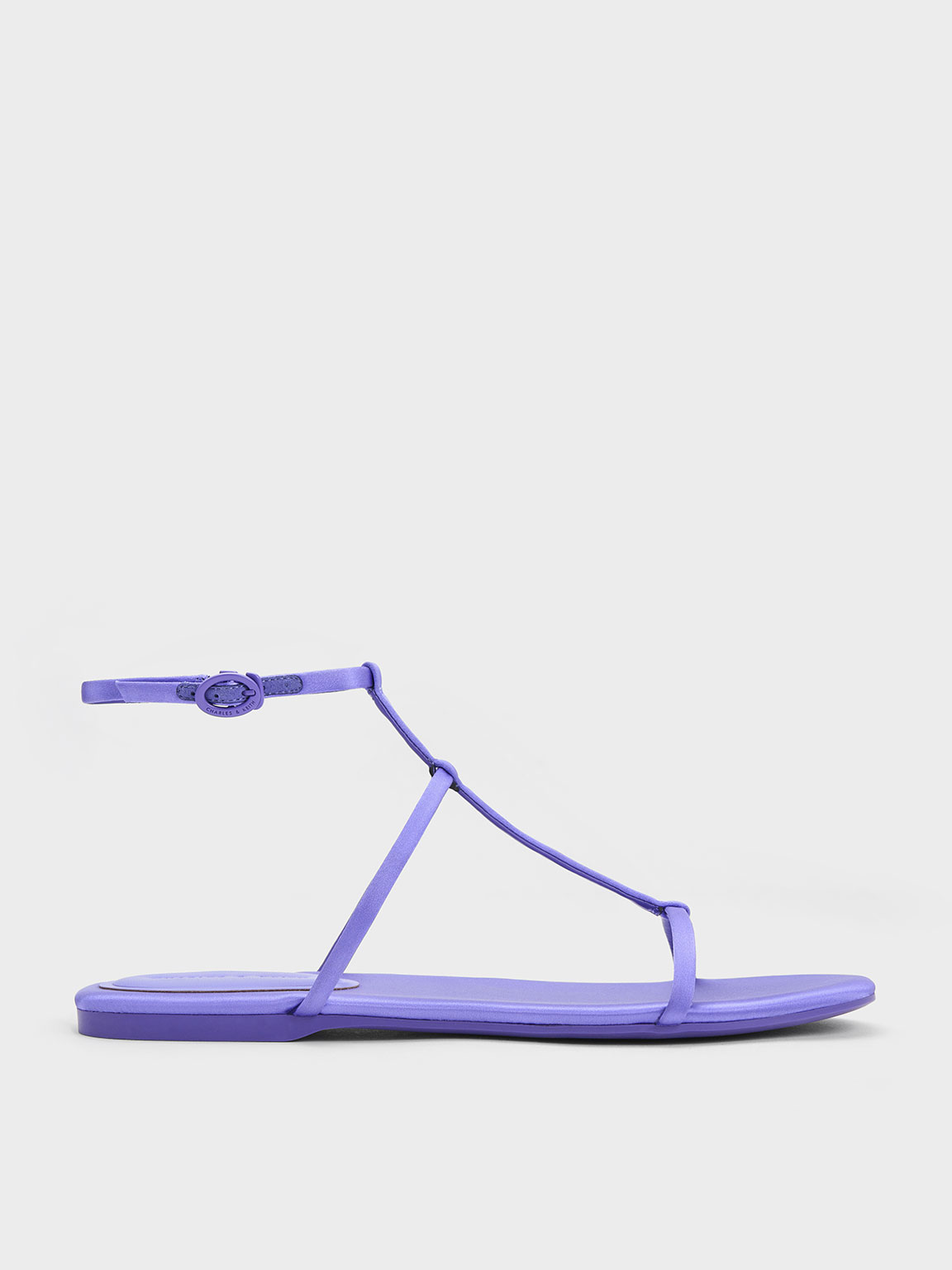 Charles & Keith Recycled Polyester T-bar Ankle-strap Sandals In Purple