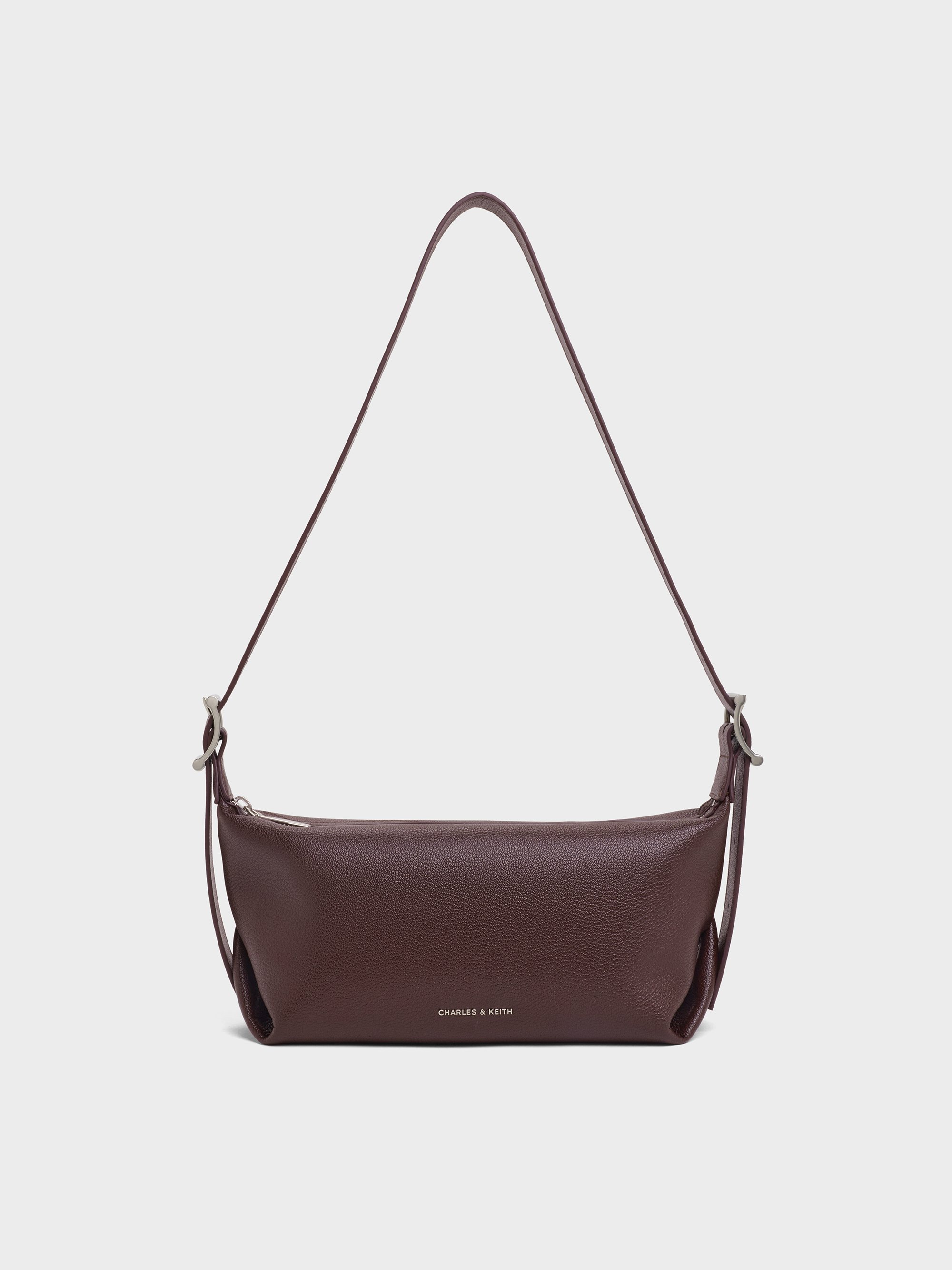 Charles & Keith - Zora Buckle-strap Slouchy Shoulder Bag In Purple