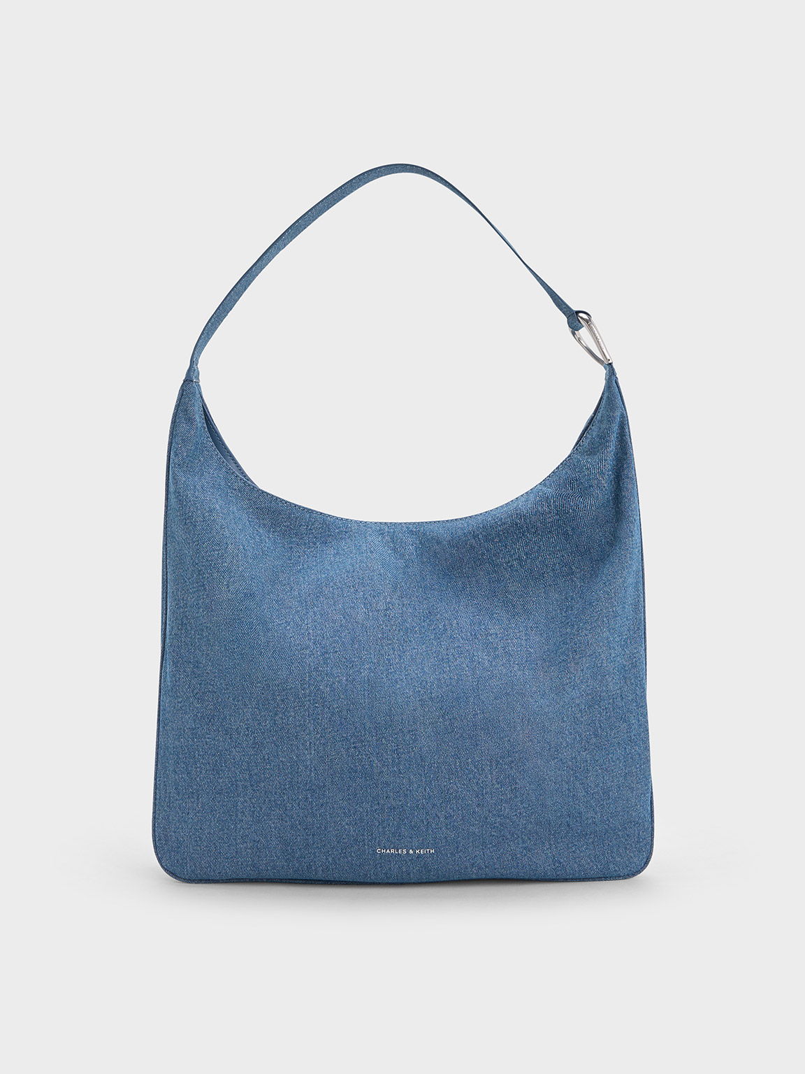 Shop Charles & Keith Lumen Denim Slouchy Hobo Bag In Denim Blue