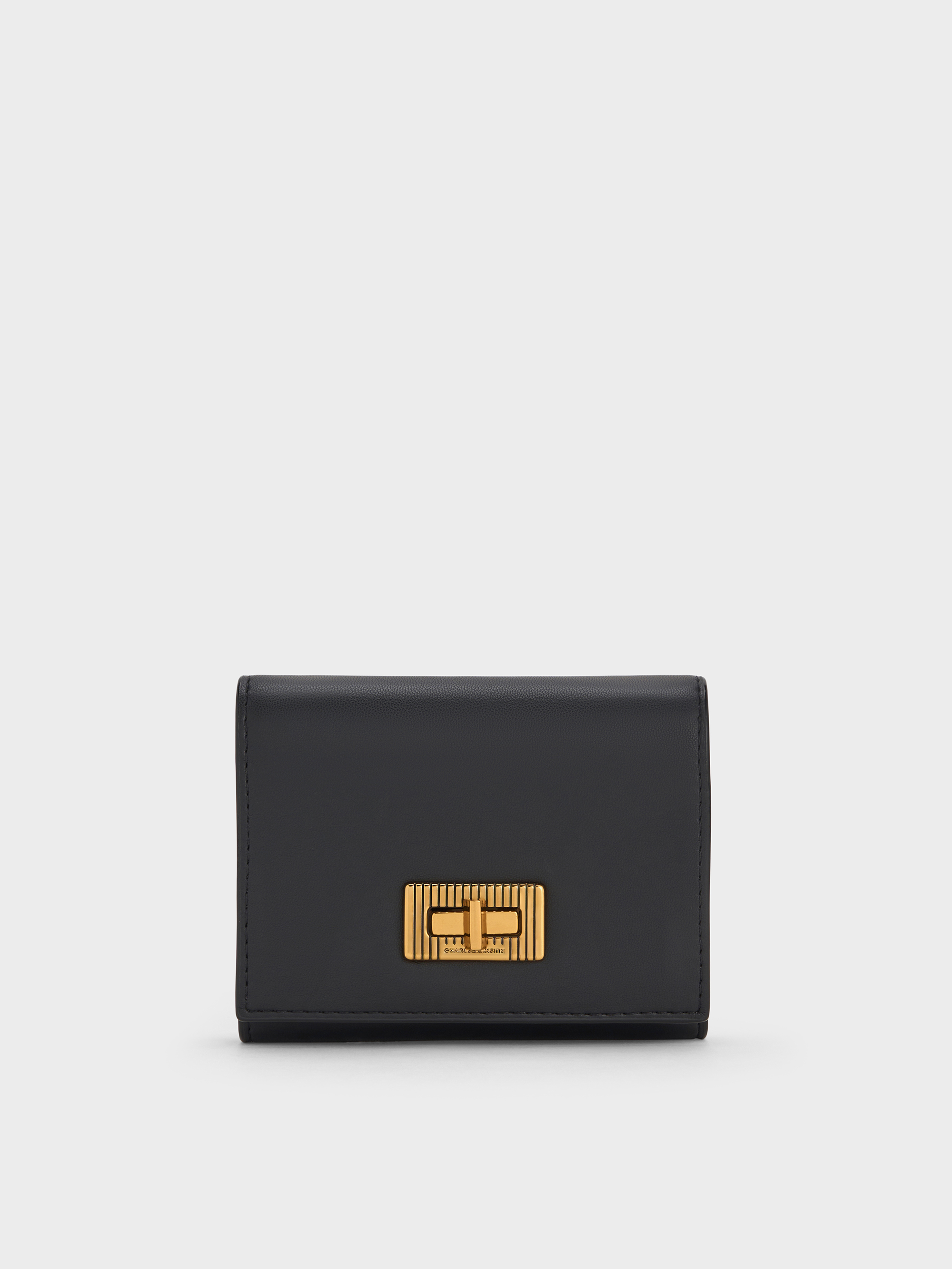 Black Edna Turn-Lock Knotted-Strap Wallet - Black - CHARLES & KEITH US