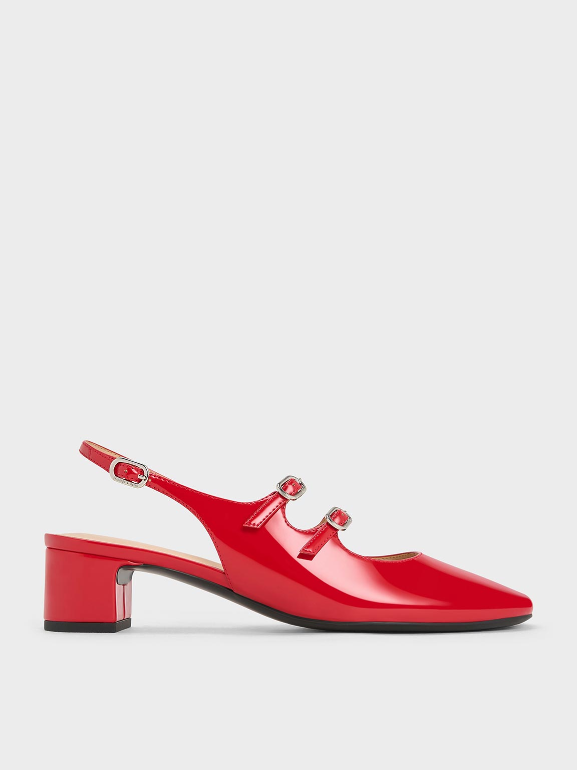 Charles & Keith Double-strap Slingback Mary Jane Pumps In Red