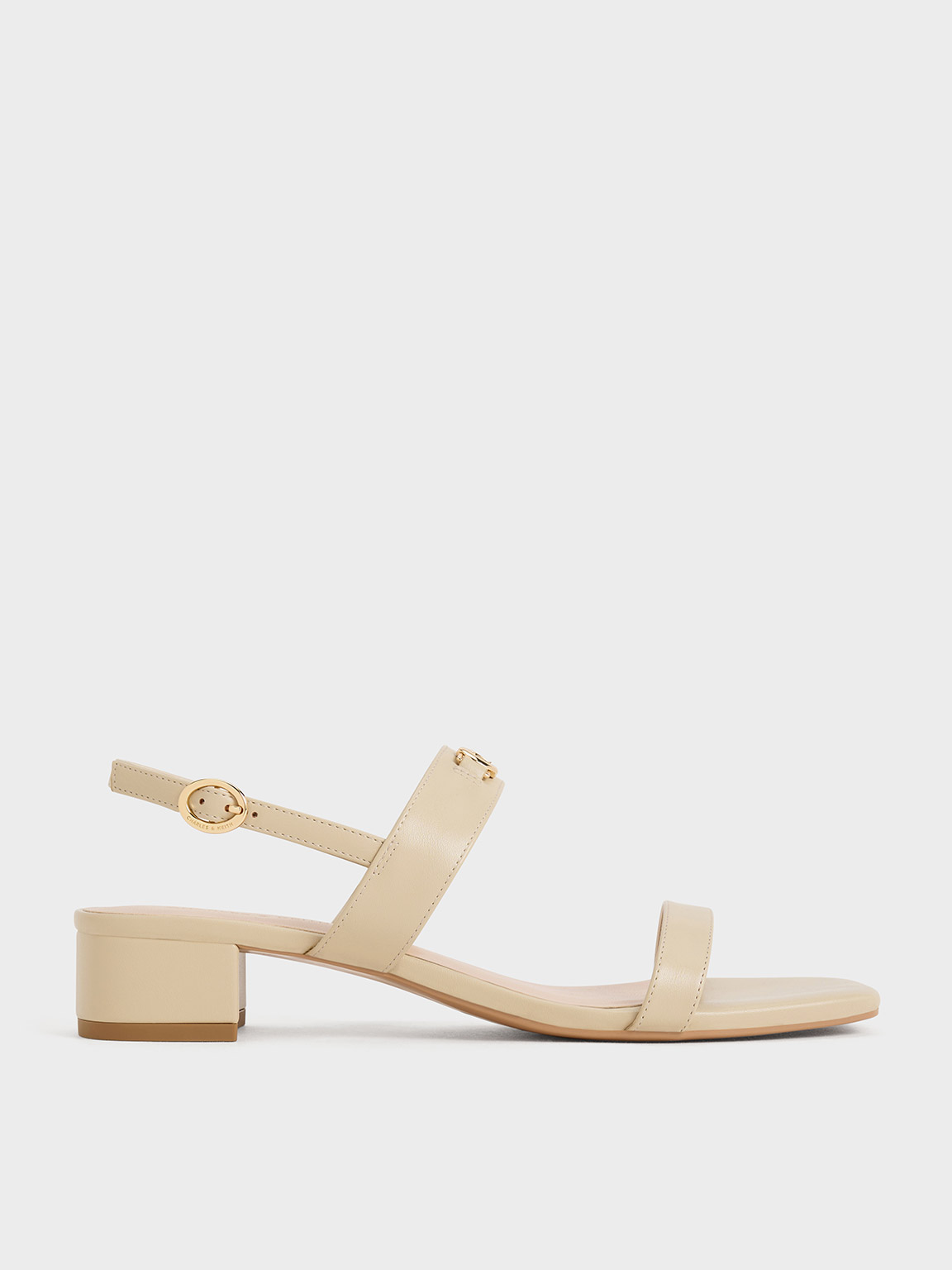 Charles & Keith Metallic-accent Slingback Sandals In Taupe