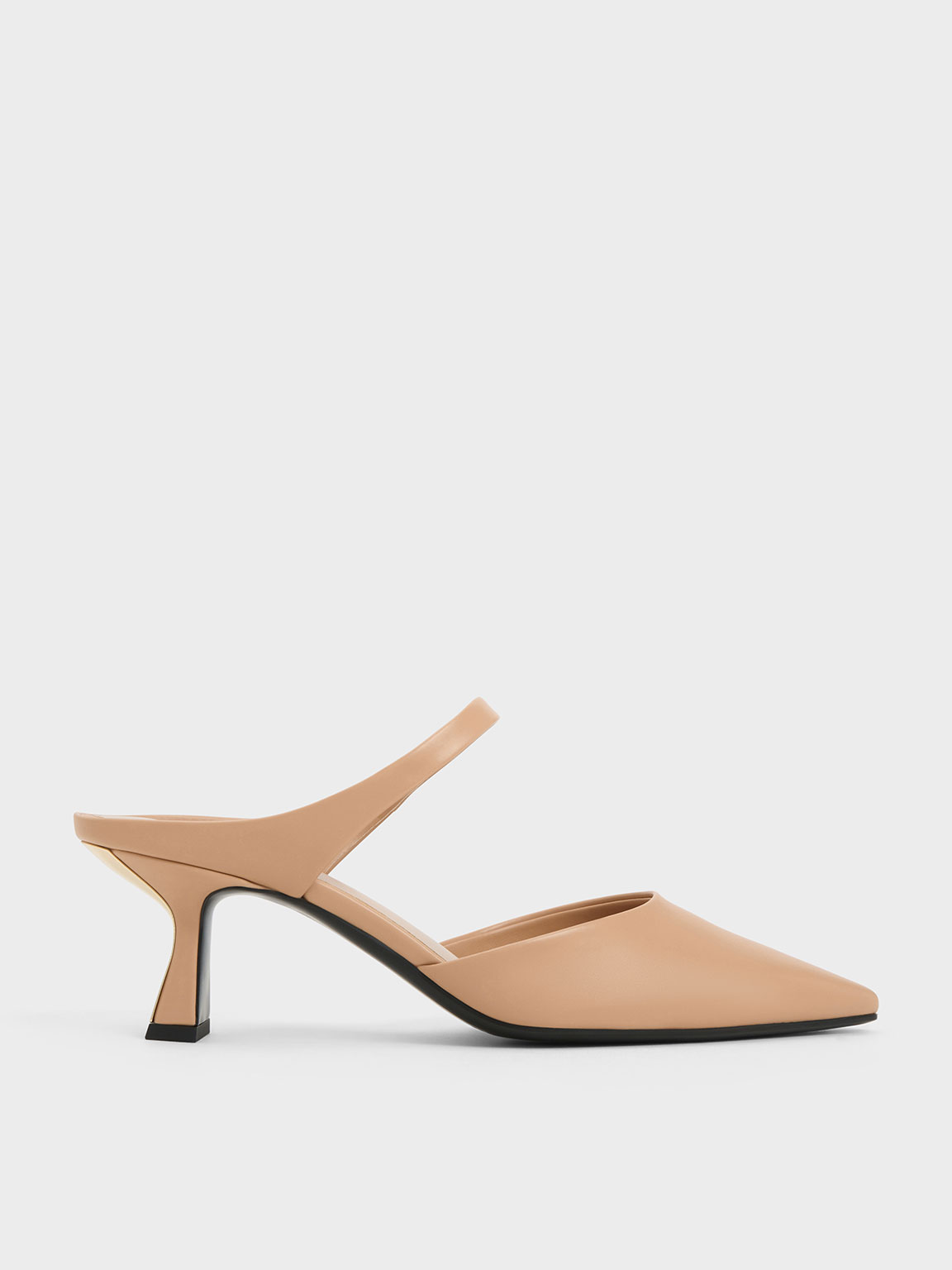 Nude Slant Heel Mules - CHARLES & KEITH AR