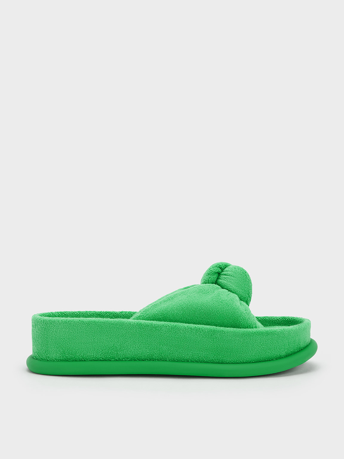 Green Loey Textured Knotted Slides CHARLES KEITH AU