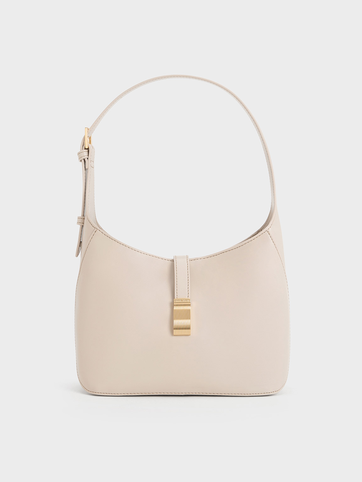 Charles & Keith Wisteria Belted Shoulder Bag In Oat