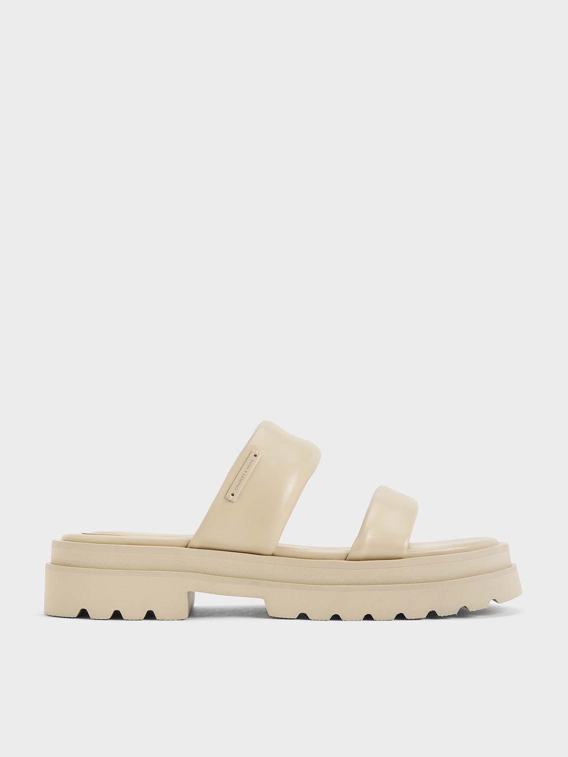Shop Charles & Keith - Tattie Puffy-strap Sandals In Taupe
