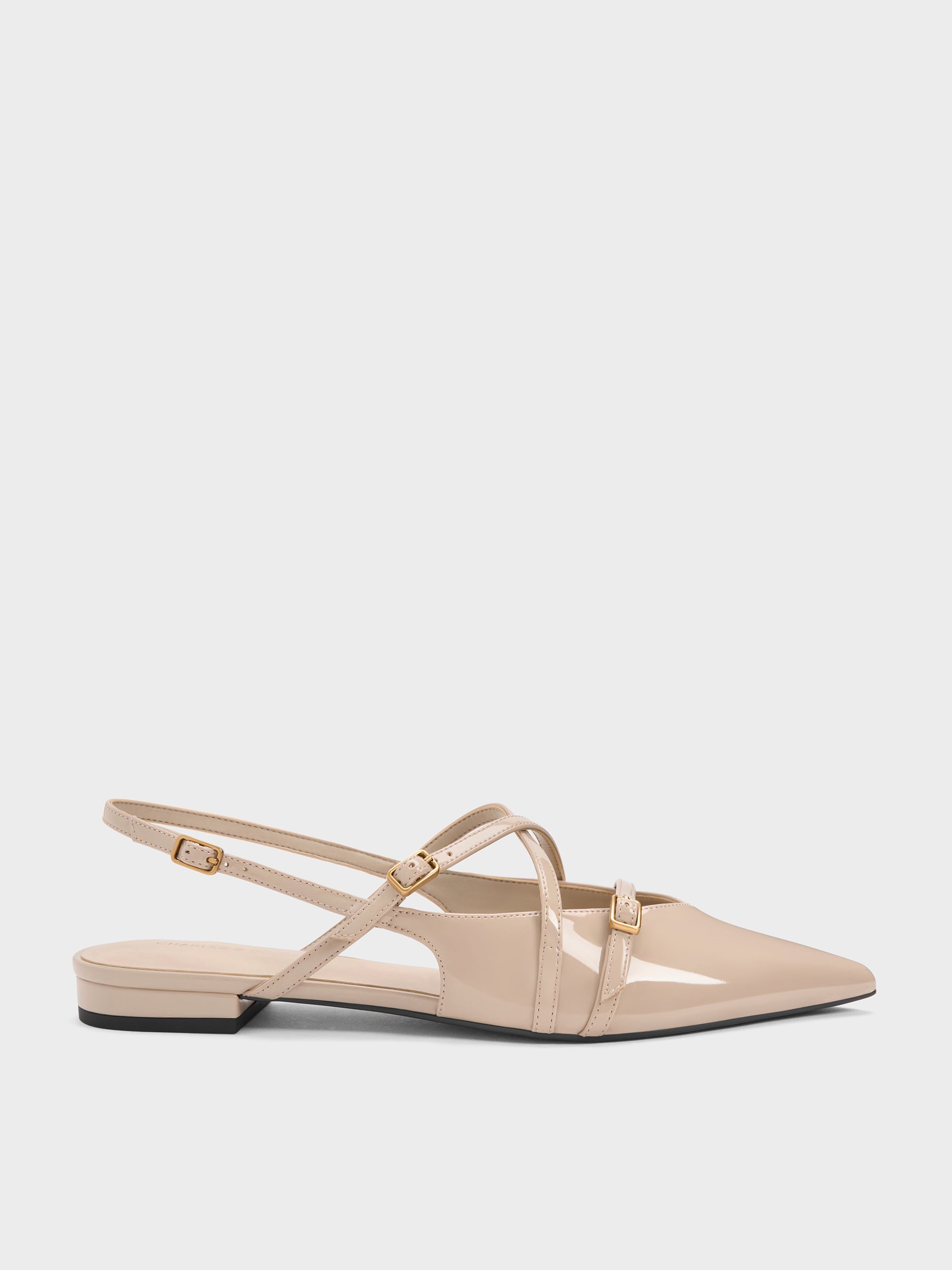 CHARLES & KEITH - Maybelle Patent Strappy Slingback Flats