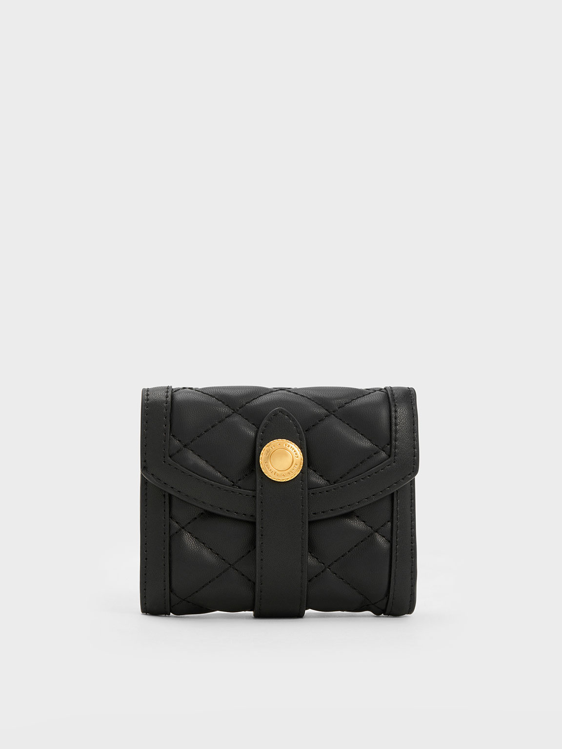 KC JAGGER QUILTED LEATHER ZIP AROUND WALLET - BLACK