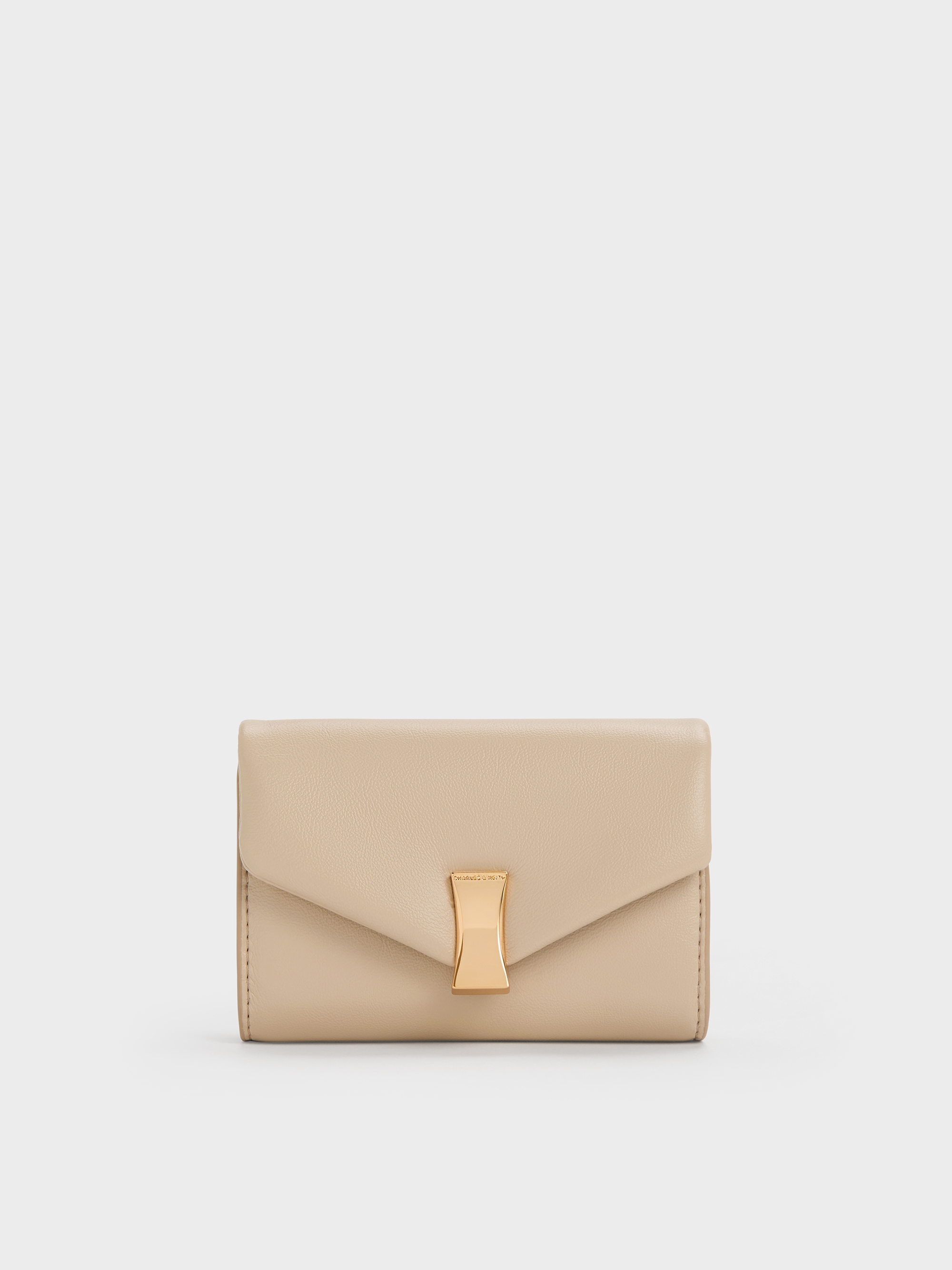 Charles & Keith - Lilibet Metallic-accent Chain-strap Wallet In Neutral