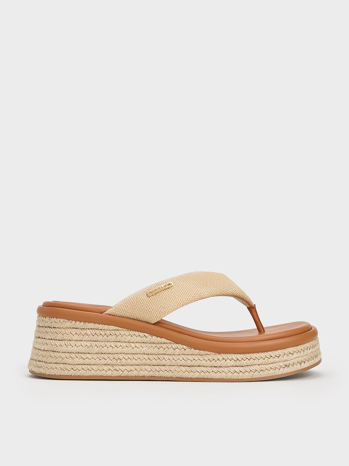 Shop Charles & Keith - Woven Espadrille Thong Sandals