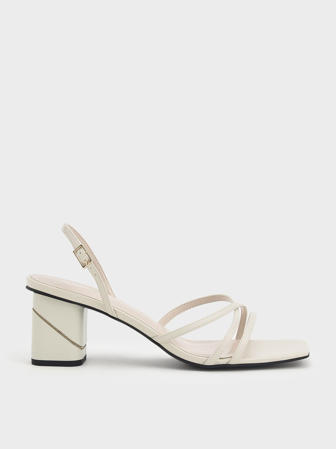 【THE MOZZ】Square Sandals Hazel Jeweled Cutout Sandals In Metallic Leather For Women