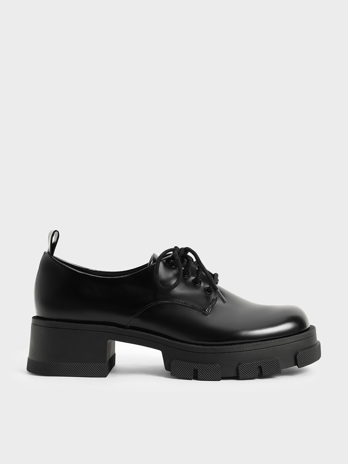 Black Lace-Up Chunky Brogues - CHARLES & KEITH TW
