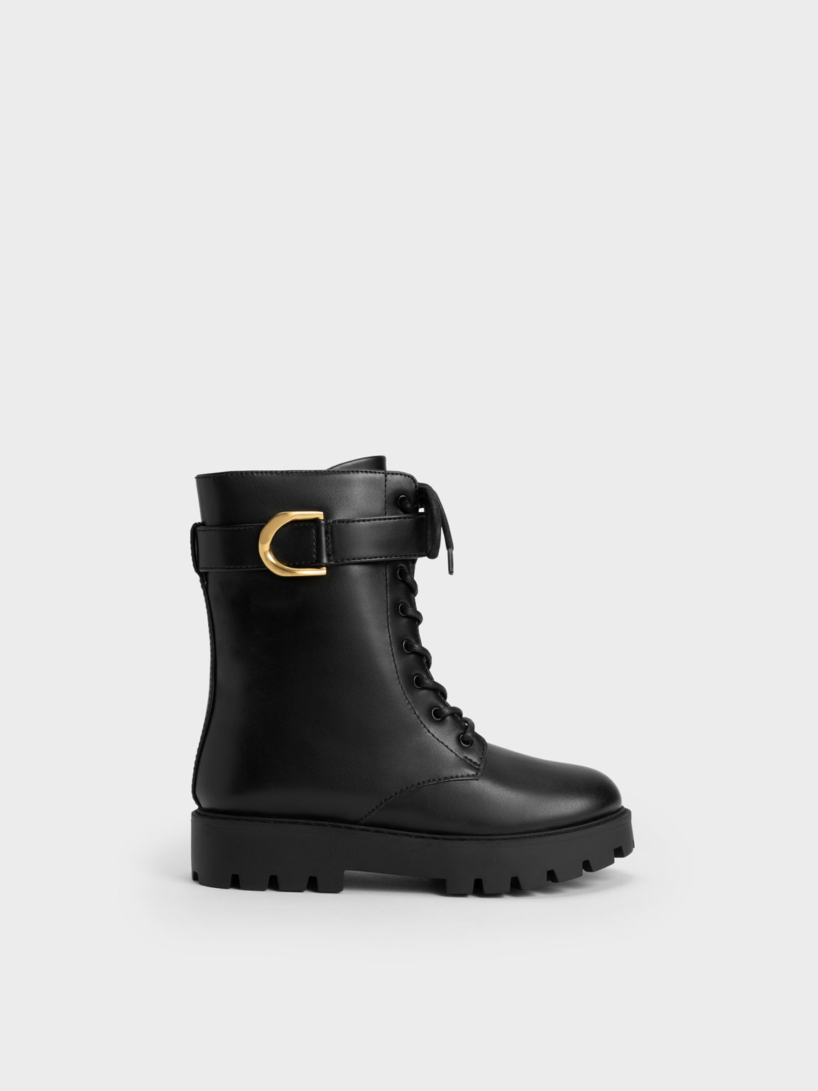 Black Girls' Gabine Lace-Up Ankle Boots - CHARLES & KEITH US