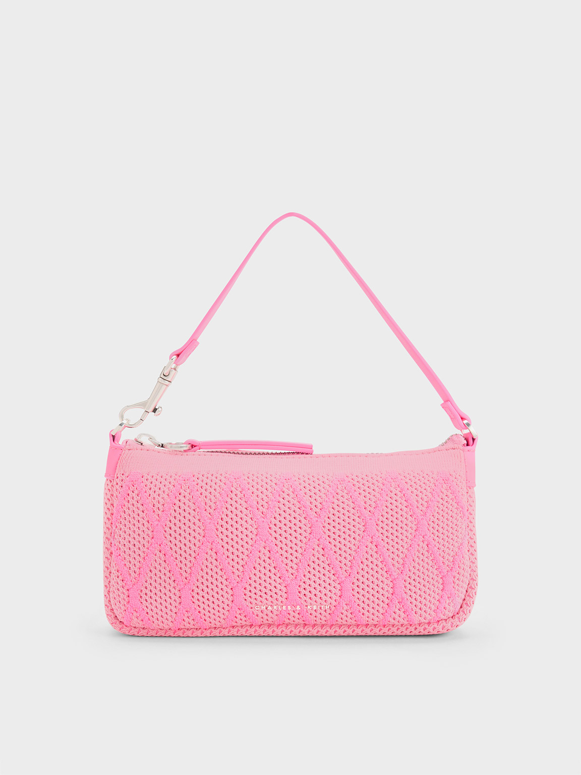 Charles & Keith Geona Knitted Phone Pouch In Pink