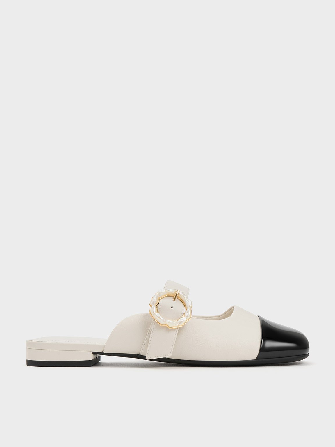 Charles & Keith Patent Pearl Buckle Mary Jane Mules In Multi