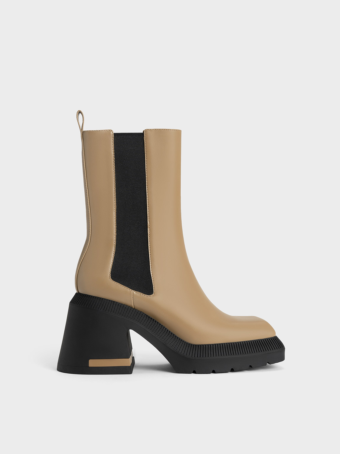 Charles & Keith Emery Chelsea Calf Boots In Taupe